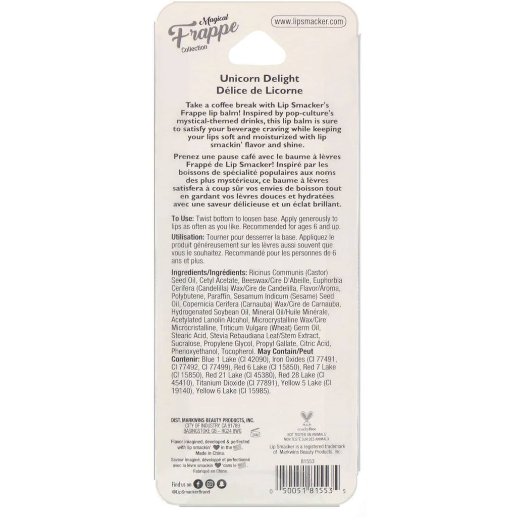 Lip Smacker, Magical Frappe Collection, Lip Balm, Unicorn Delight, 0.26 oz (7.4 g)
