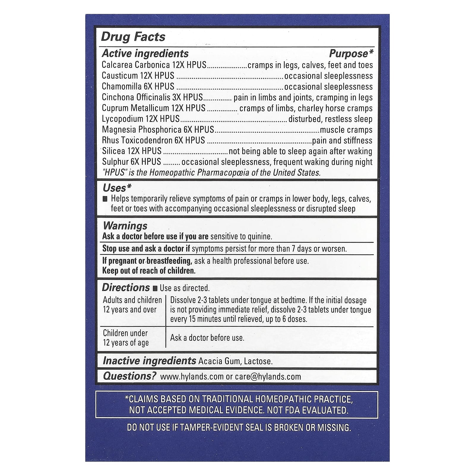 Hyland's Naturals, Leg Cramps PM, 50 Quick-Dissolving Tablets