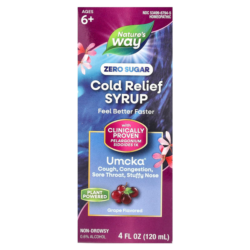 Nature's Way, Umcka® Cold Relief Syrup, Ages 6+, Grape, 4 fl oz (120 ml)