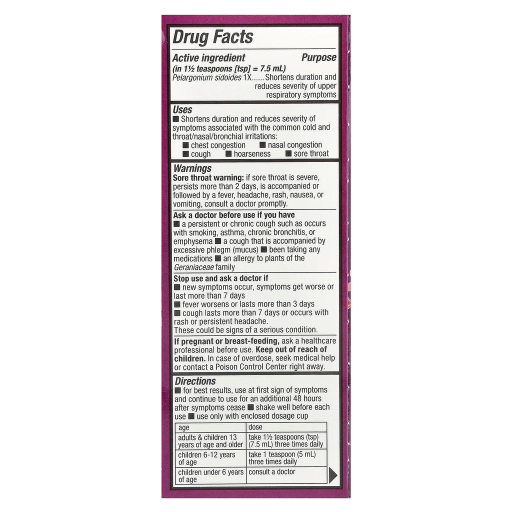 Nature's Way, Umcka® Cold Relief Syrup, Ages 6+, Grape, 4 fl oz (120 ml)