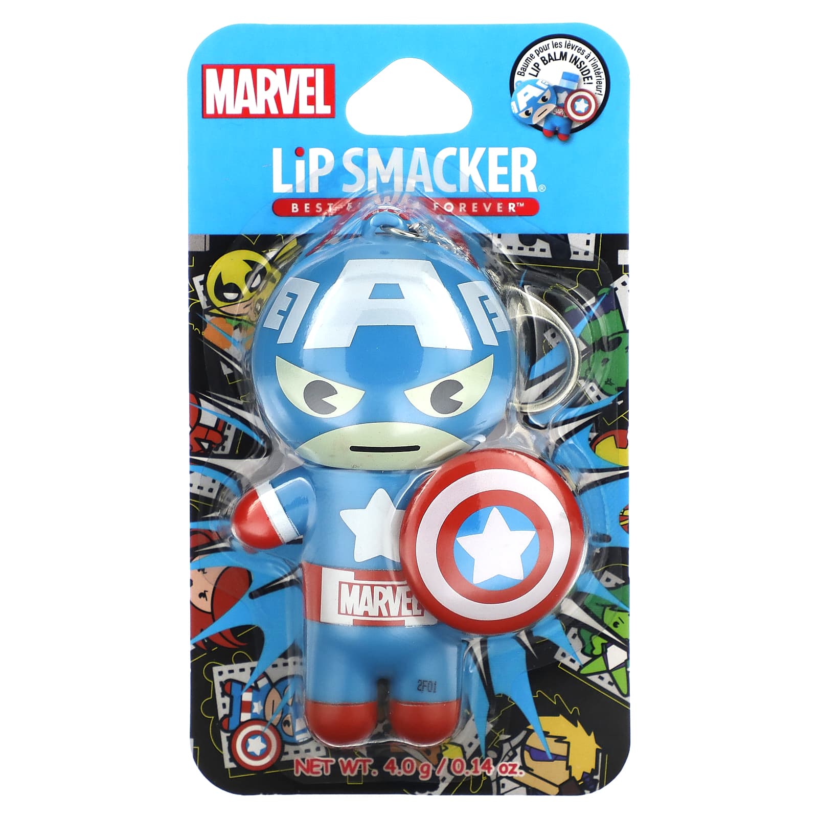 Lip Smacker, Marvel Captain America, Lip Balm, Red, White & Blue-Berry, 0.14 oz (4 g)