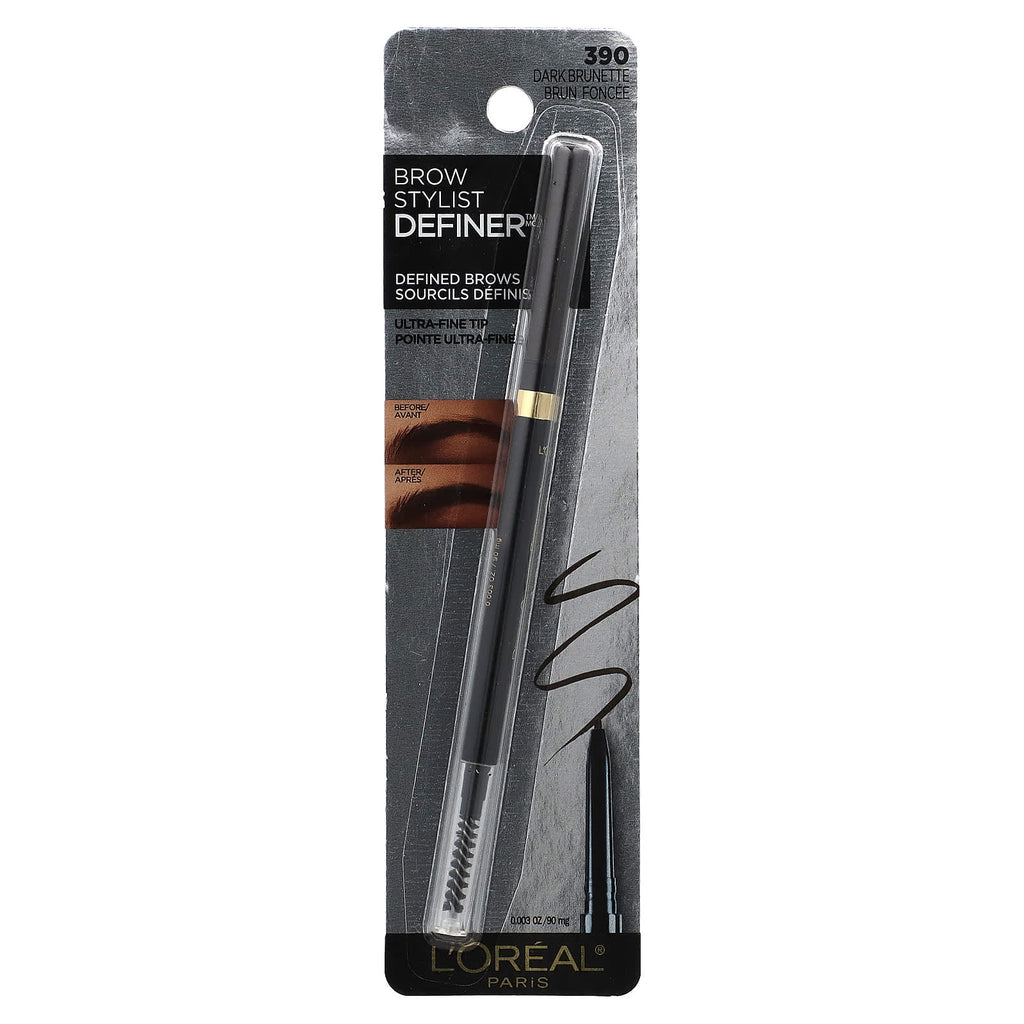 L'Oréal, Brow Stylist Definer, 390 Dark Brunette, 0.003 oz (90 mg)