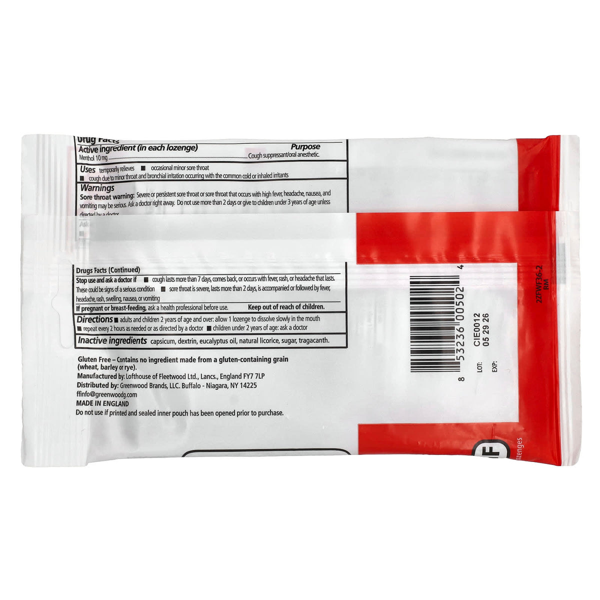 Fisherman's Friend, Menthol Cough Suppressant/ Oral Anesthetic Lozenges, Original Extra Strong, 40 Lozenges