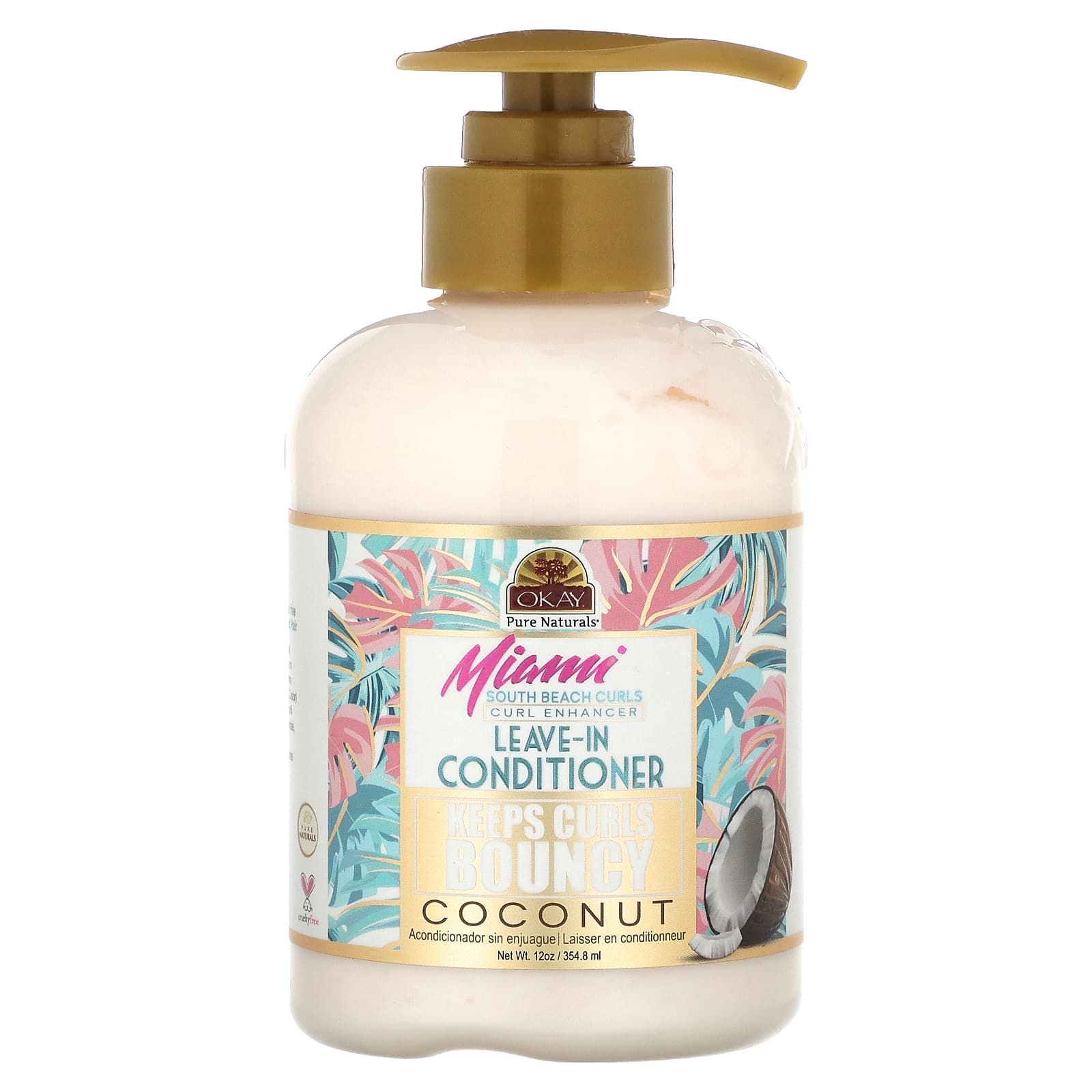 Okay Pure Naturals, Miami South Beach Curls, Coconut Curl Enhancer Leave in Conditioner, 12 oz (354.8 ml)