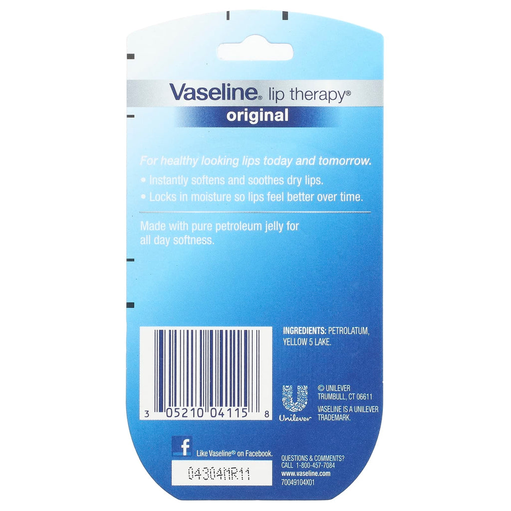 Vaseline, Lip Therapy®, Original Lip Balm, 2 Pack, 0.25 oz (7 g) Each