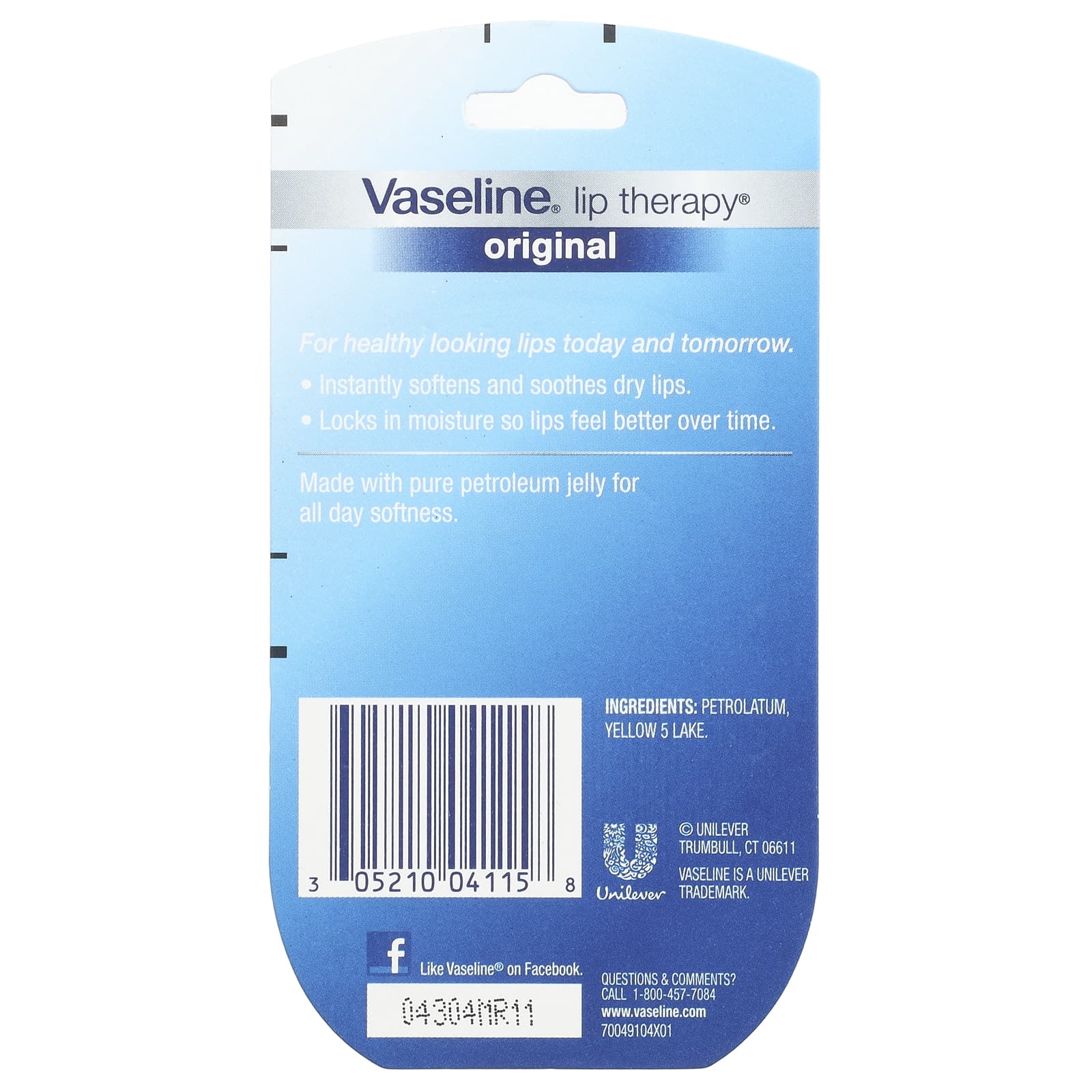 Vaseline, Lip Therapy®, Original Lip Balm, 2 Pack, 0.25 oz (7 g) Each