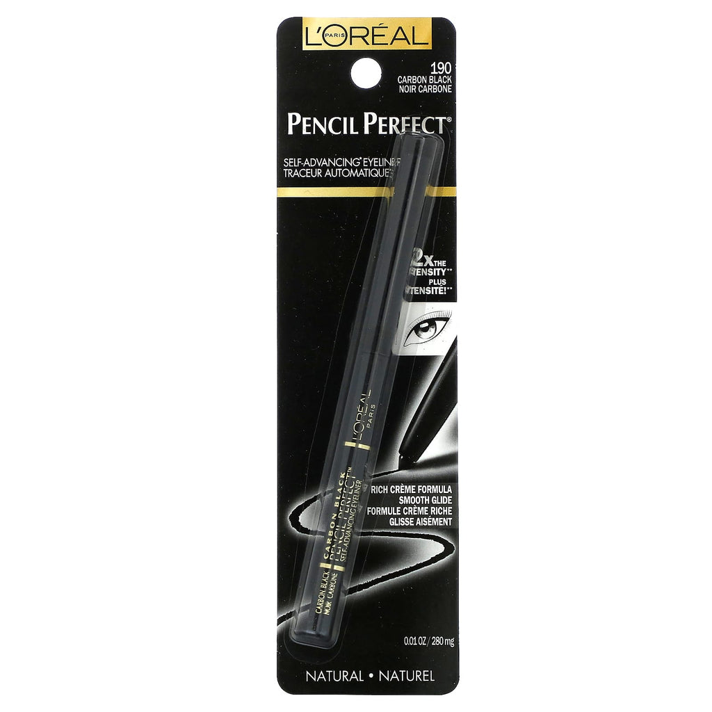 L'Oréal, Pencil Perfect, Self-Advancing Eyeliner, 190 Carbon Black, 0.01 oz (280 mg)