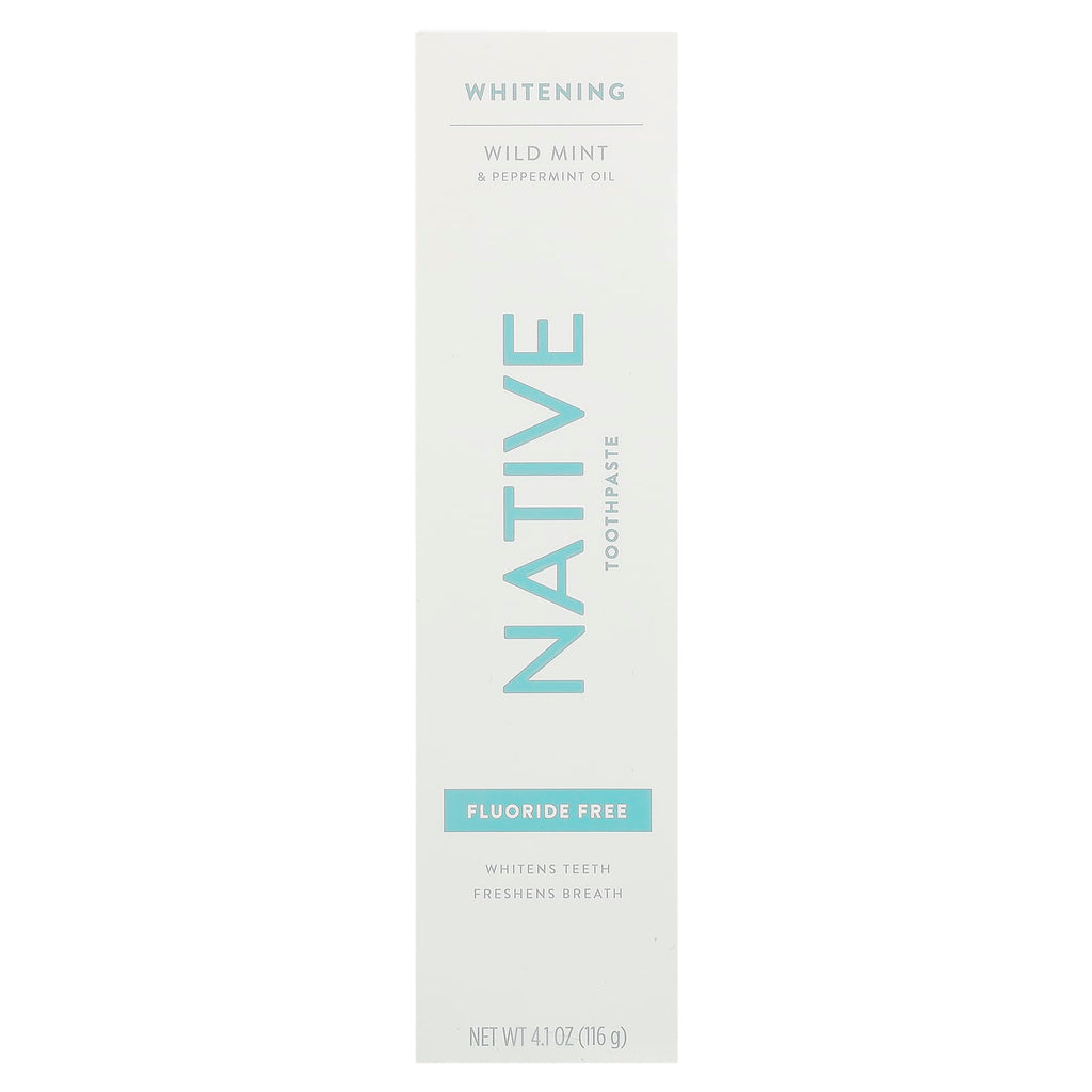 Native, Whitening Fluoride Free Toothpaste, Wild Mint & Peppermint Oil, 4.1 oz (116 g)