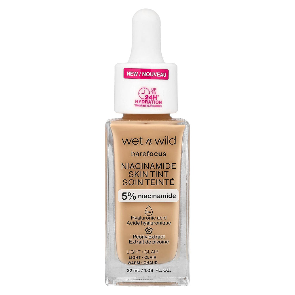 wet n wild, Barefocus, Niacinamide Skin Tint, 1116092 Light, 1.08 fl oz (32 ml)