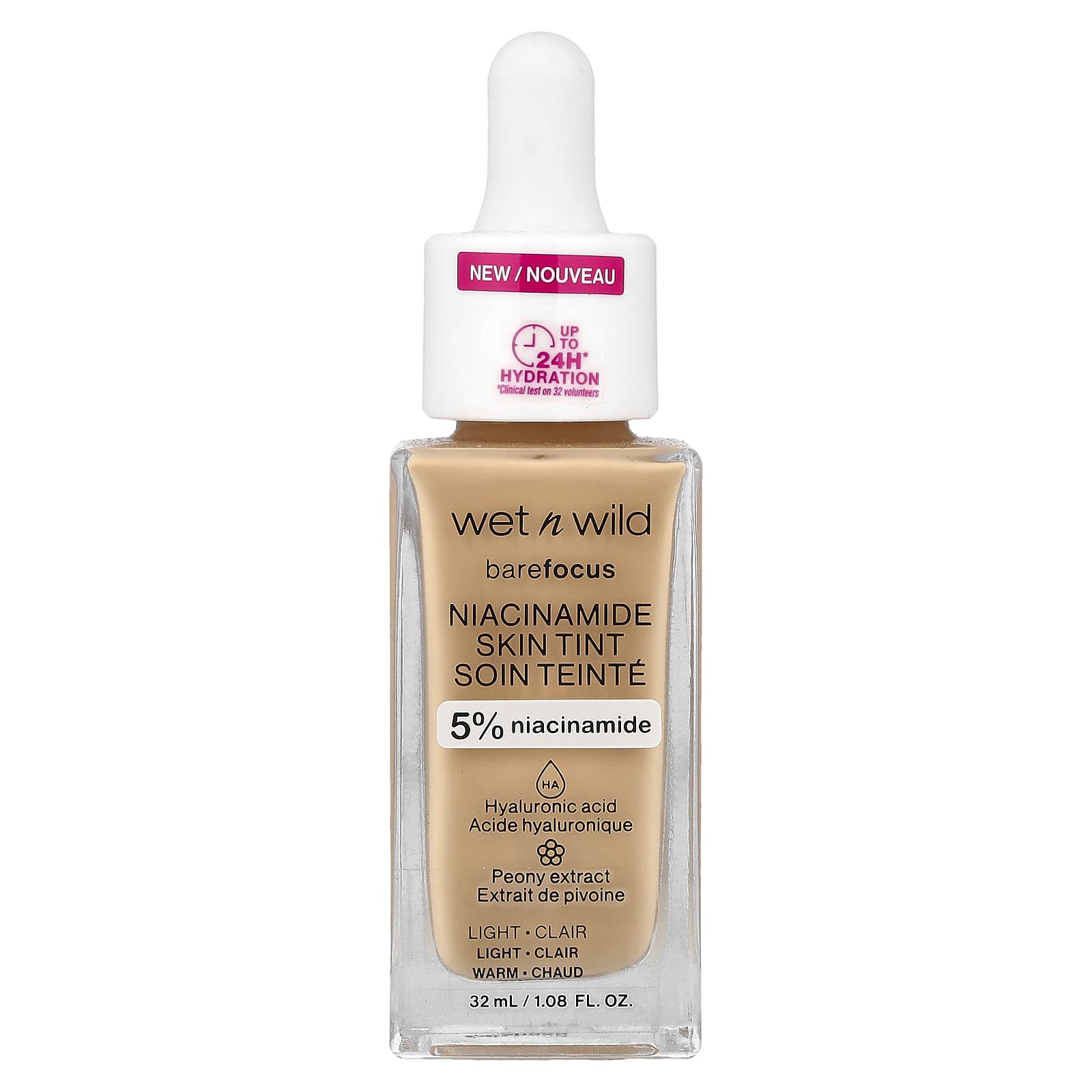 wet n wild, Barefocus, Niacinamide Skin Tint, 1116092 Light, 1.08 fl oz (32 ml)
