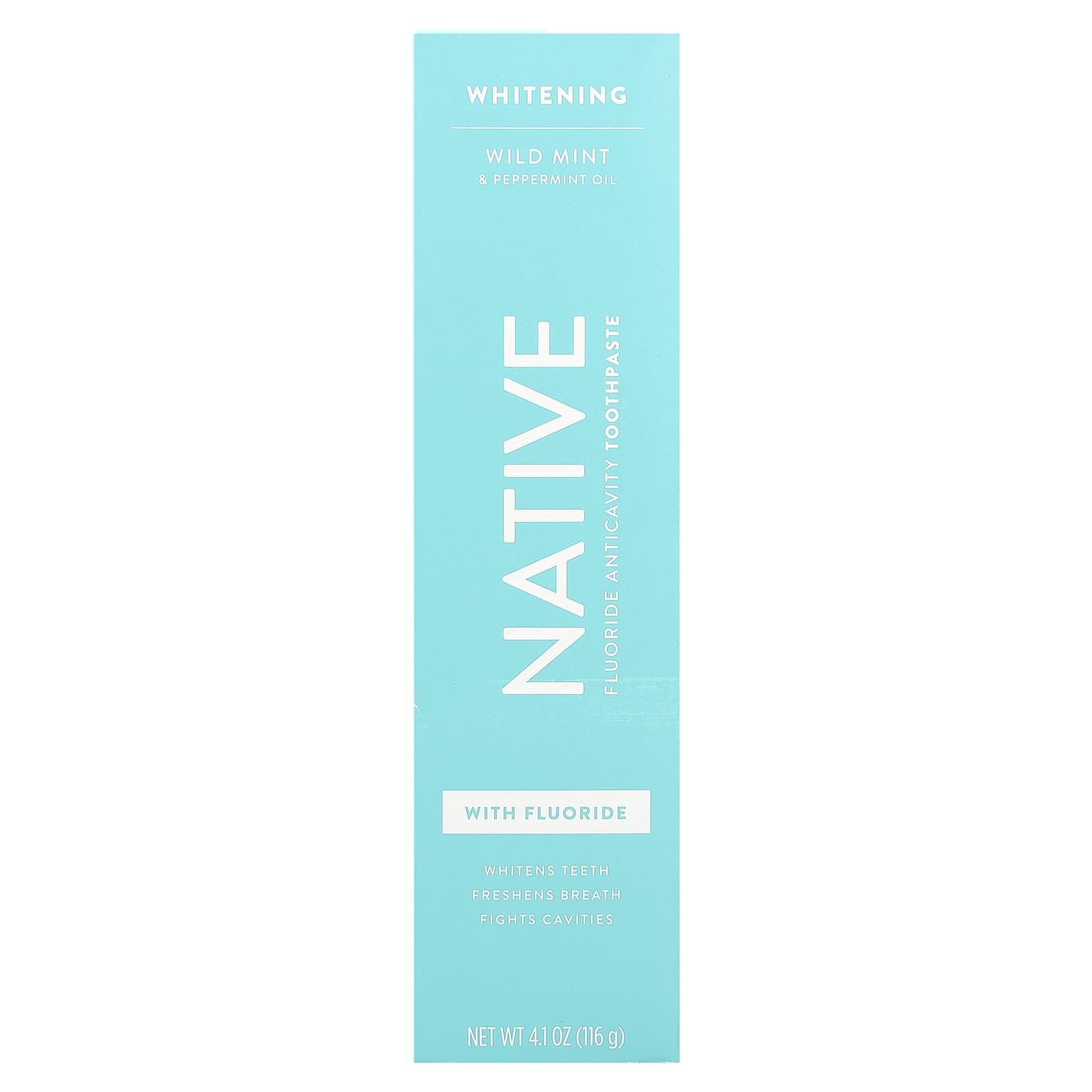 Native, Whitening Toothpaste, With Fluoride, Wild Mint & Peppermint Oil, 4.1 oz (116 g)