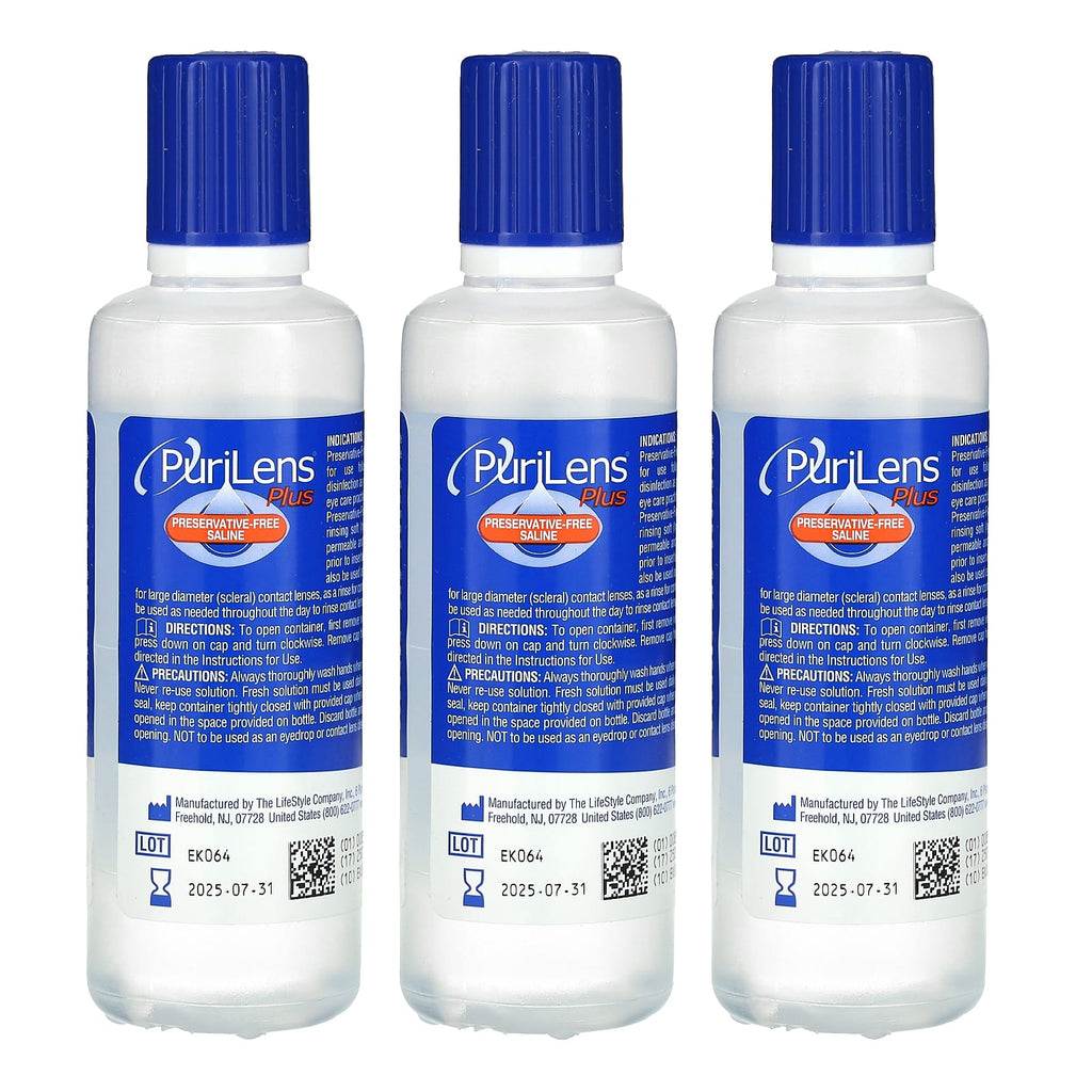 Purilens, Plus Preservative-Free Saline, 3 Bottles, 4 fl oz (120 ml) Each
