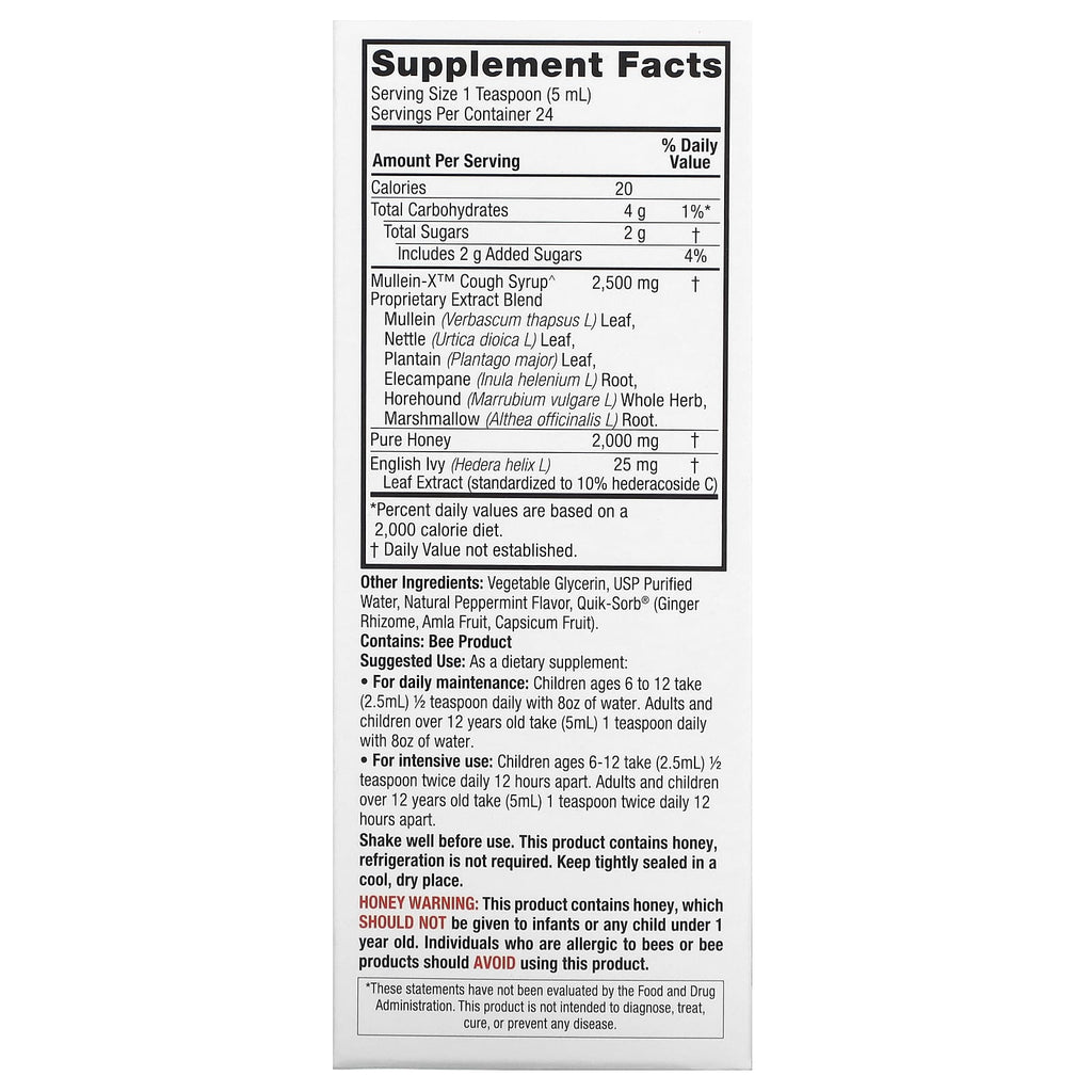Nature's Answer, Natural Mullen-X Cough Syrup, Multi-System, 4 fl oz (120 ml)