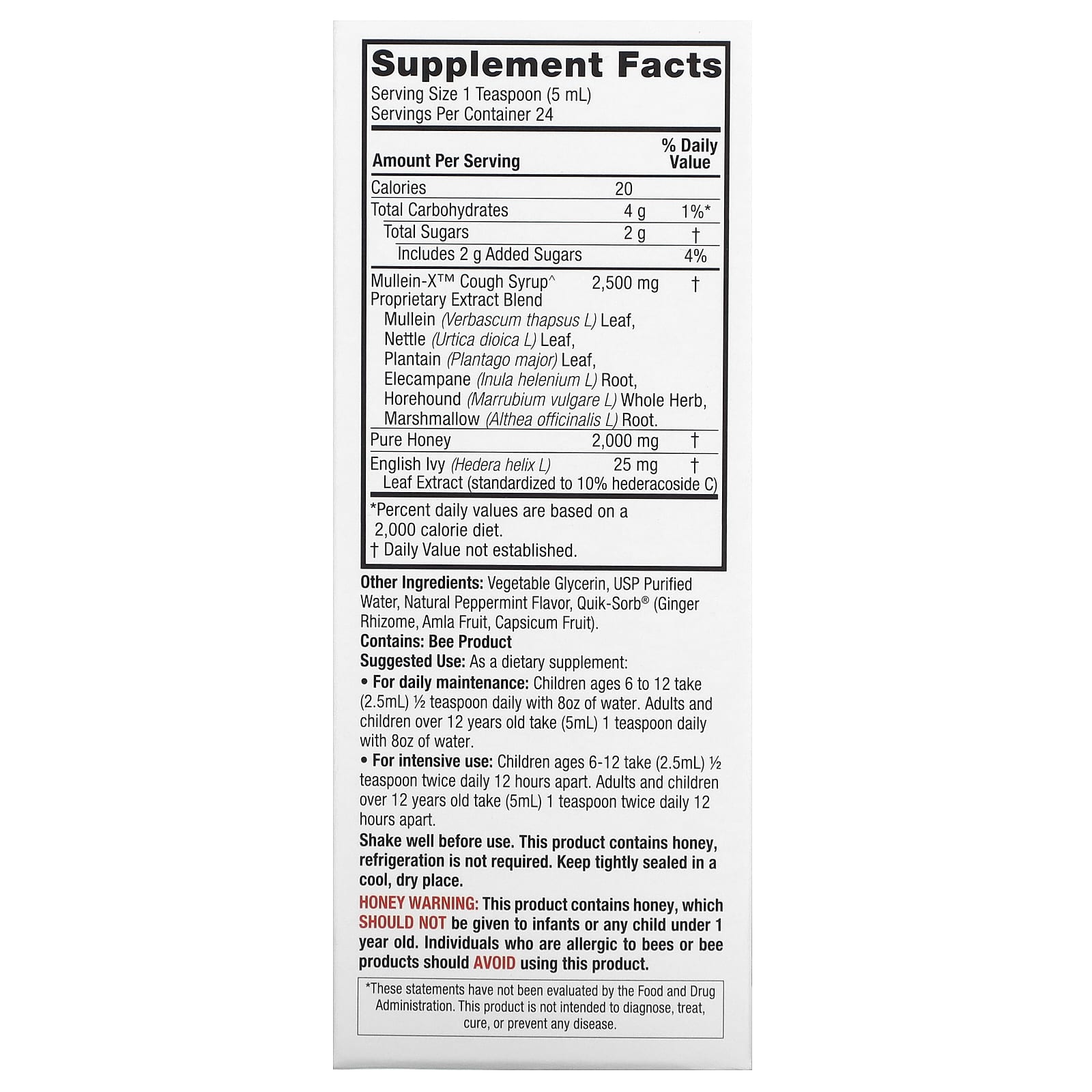 Nature's Answer, Natural Mullen-X Cough Syrup, Multi-System, 4 fl oz (120 ml)