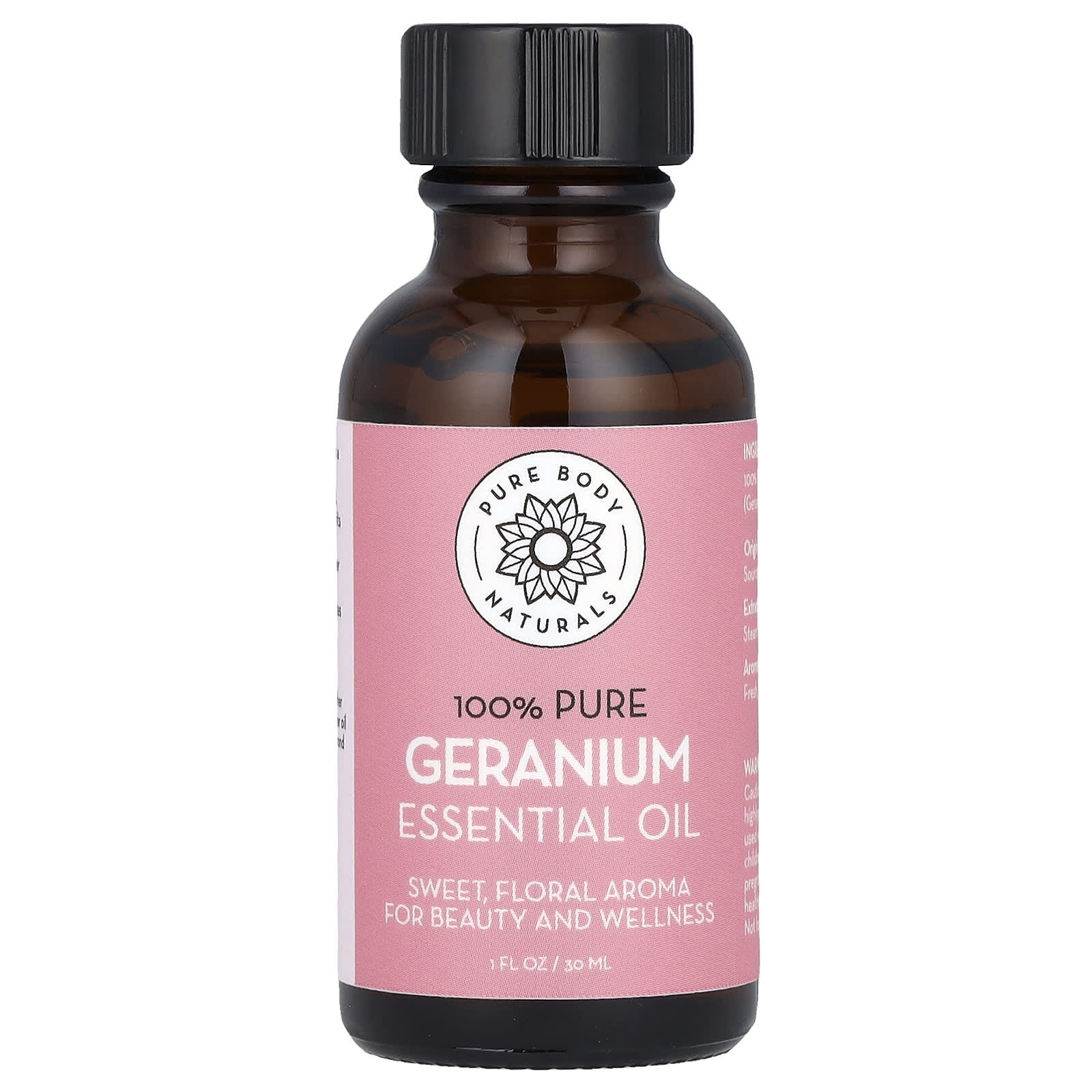 Pure Body Naturals, 100% Pure Essential Oil, Geranium, 1 fl oz (30 ml)