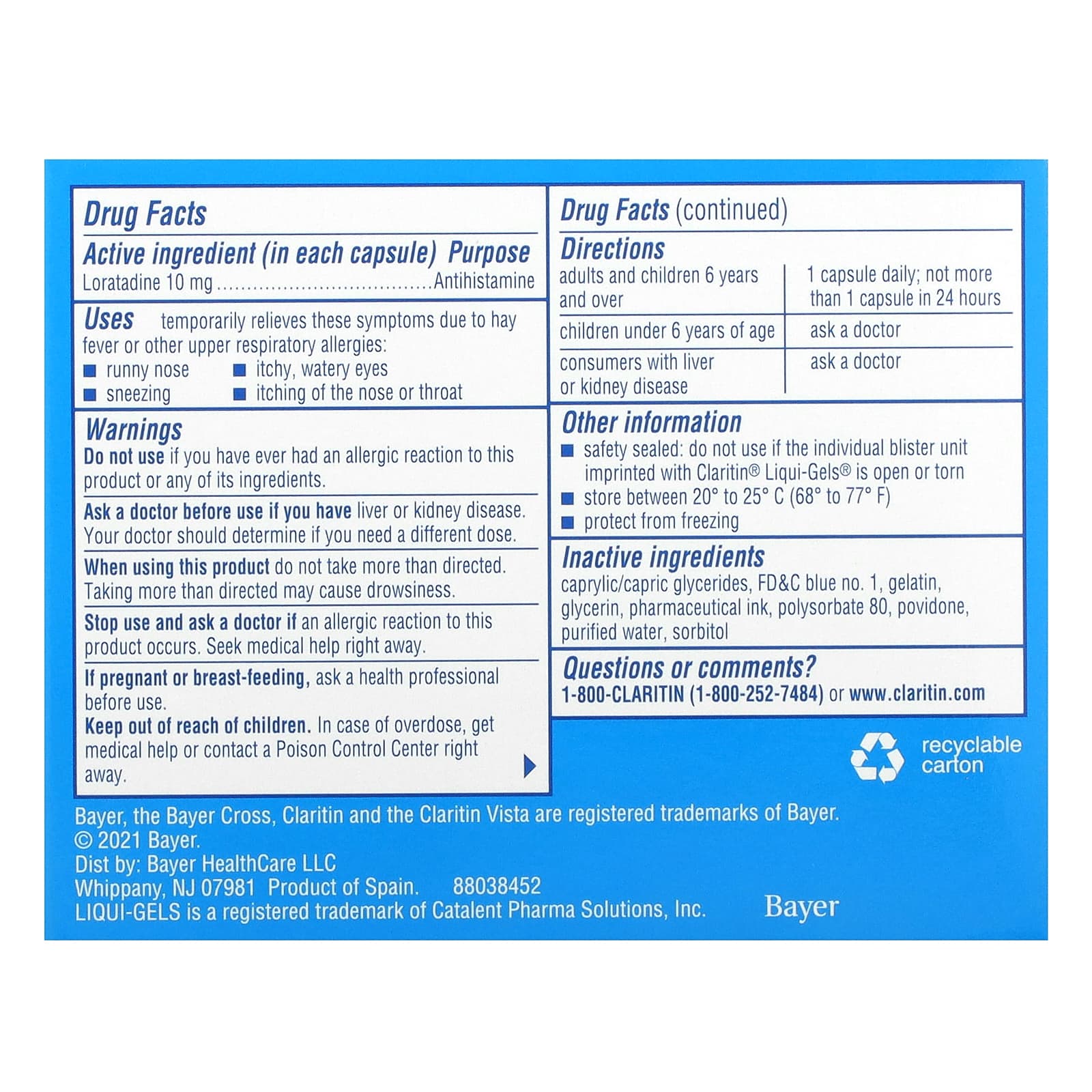 Claritin, Non-Drowsy, Liqui Gels, 10 mg, 30 Liquid-Filled Capsules