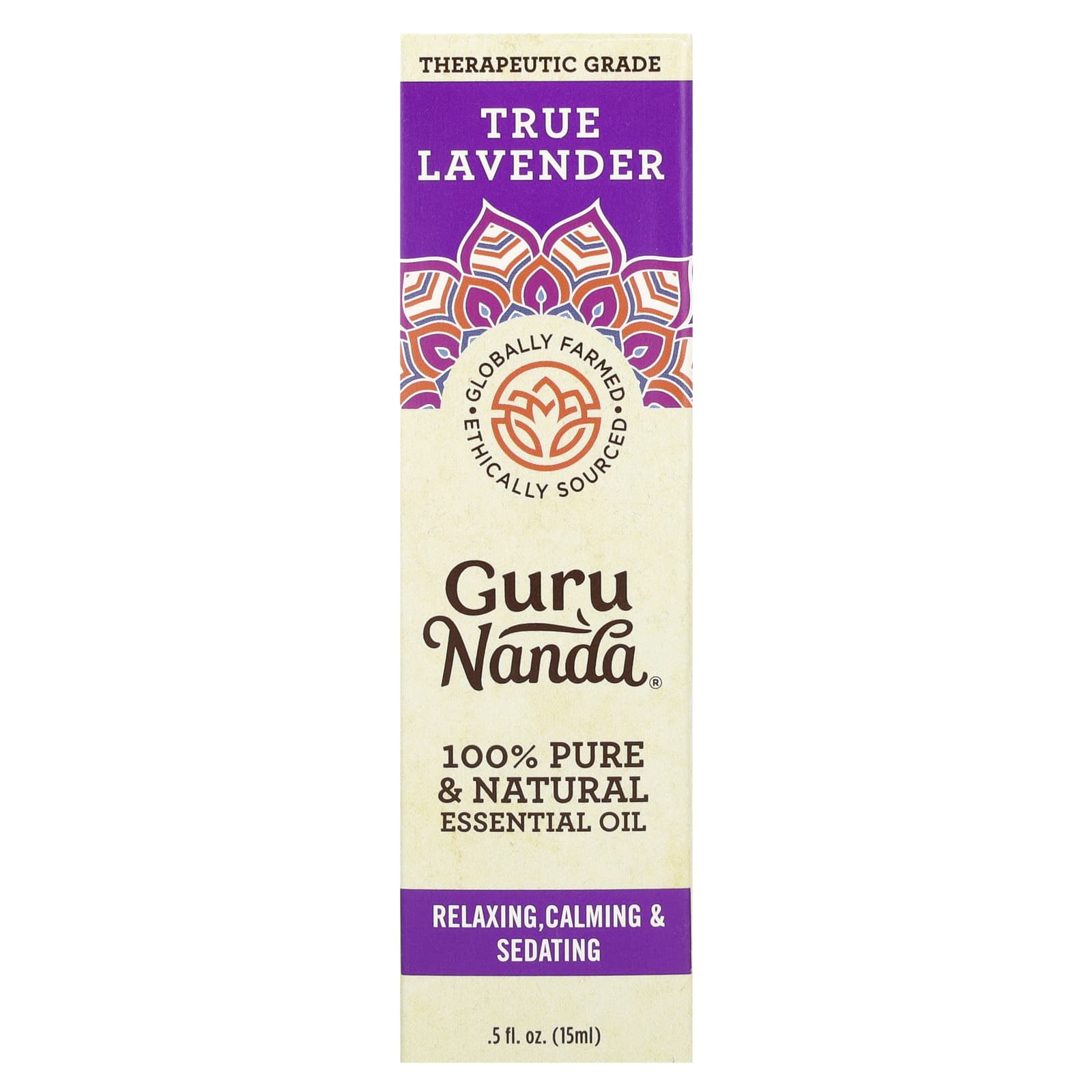 GuruNanda, 100% Pure & Natural Essential Oil, True Lavender, 0.5 fl oz (15 ml)