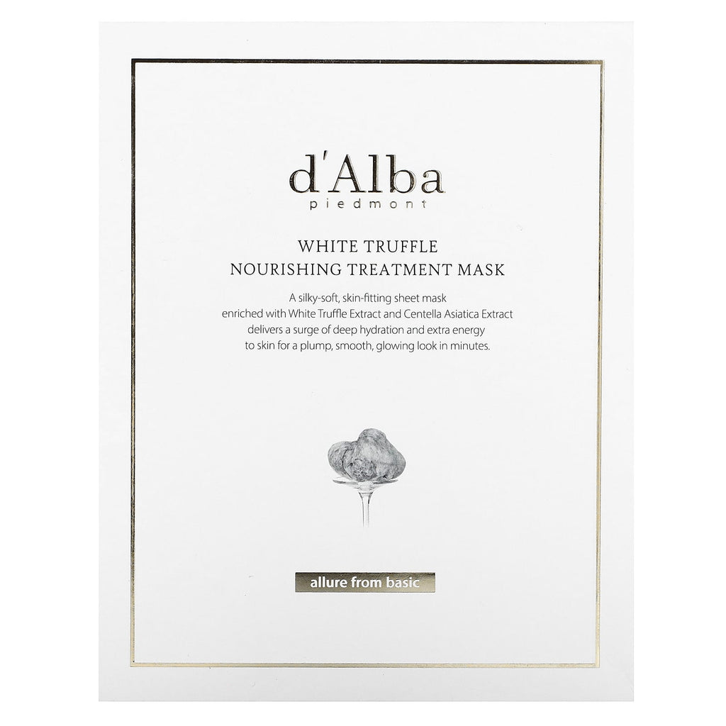 d'Alba, White Truffle Nourishing Treatment Beauty Mask, 5 Sheet Masks, 0.84 fl oz (25 ml) Each
