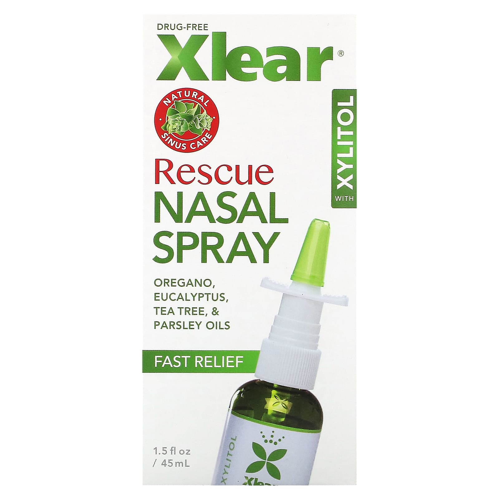 Xlear, Rescue Nasal Spray with Xylitol, Fast Relief, 1.5 fl oz (45 ml)
