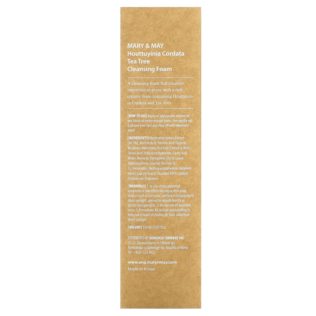 Mary & May, Houttuynia Cordata + Tea Tree, Cleansing Foam, 5.07 fl oz (150 ml)