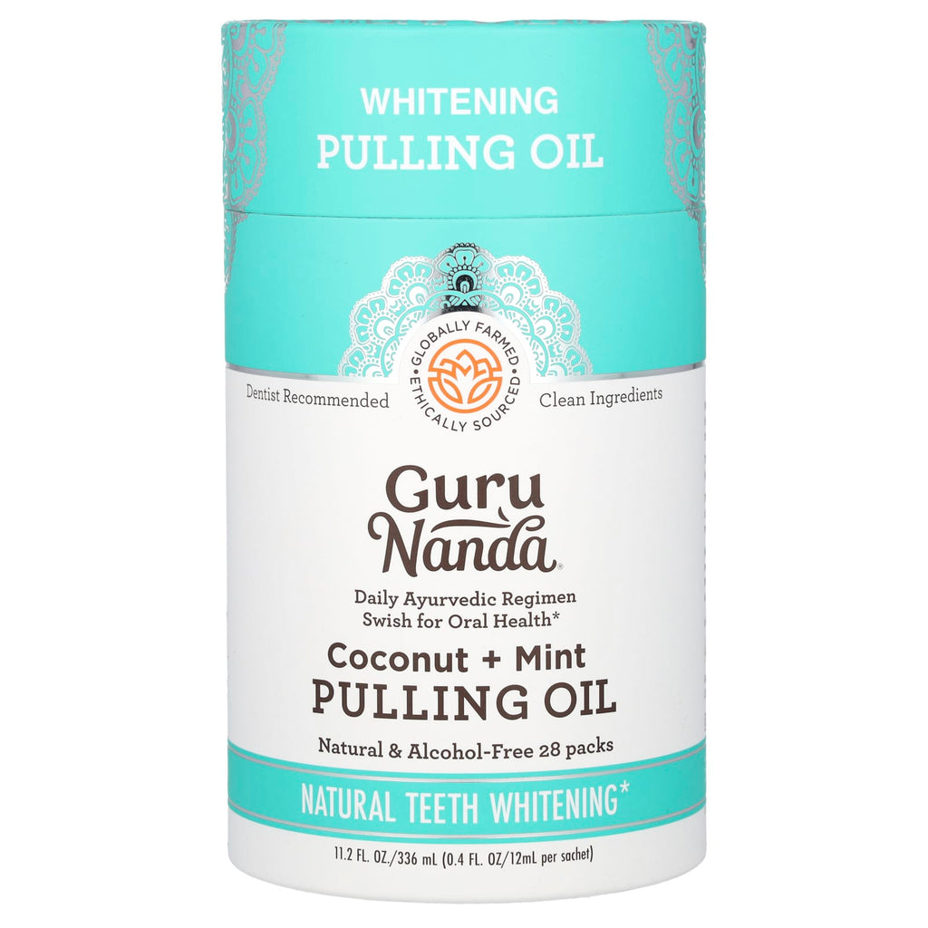 GuruNanda, Whitening Pulling Oil, Coconut + Mint, 28 Pack, 0.4 fl oz (12 ml) Each