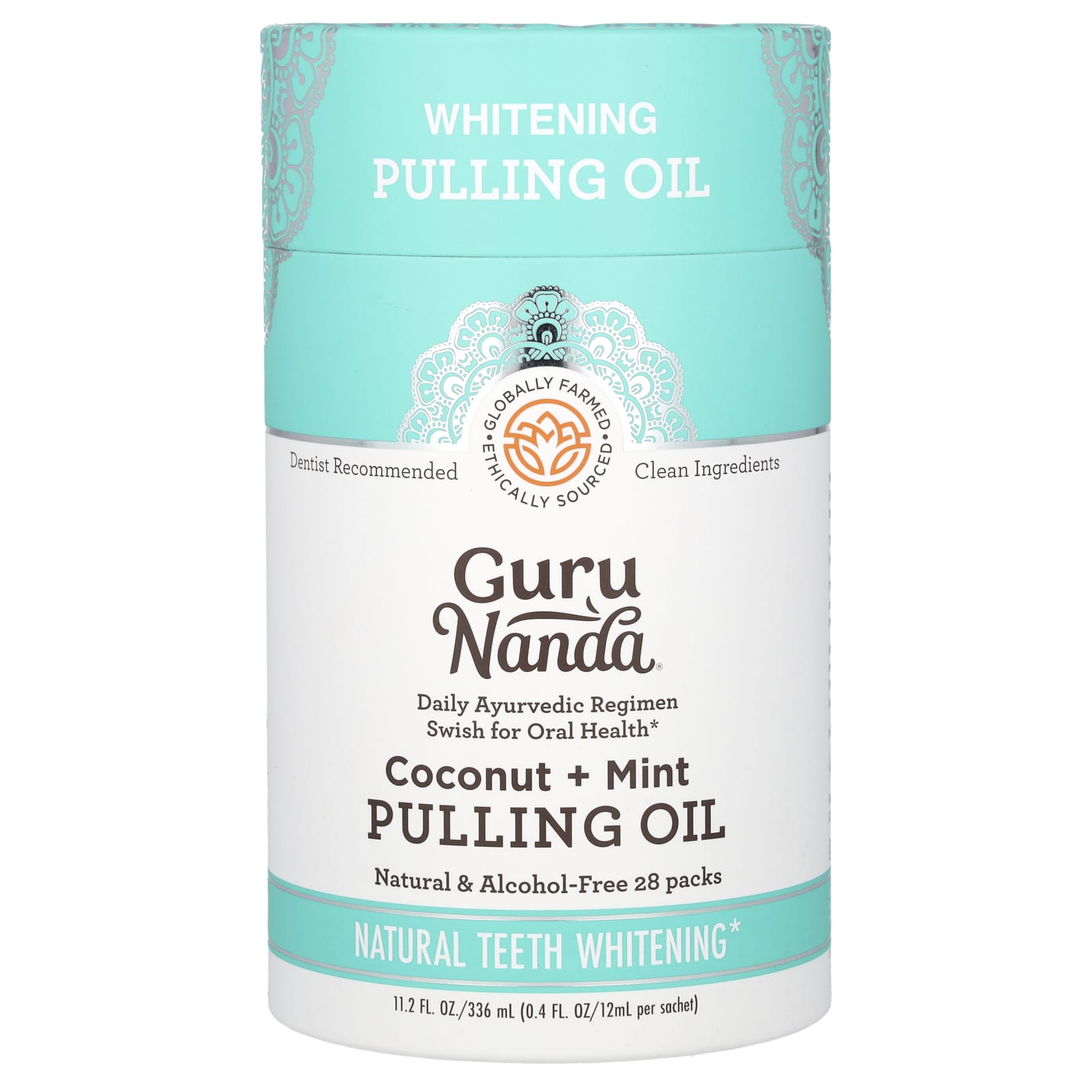 GuruNanda, Whitening Pulling Oil, Coconut + Mint, 28 Pack, 0.4 fl oz (12 ml) Each