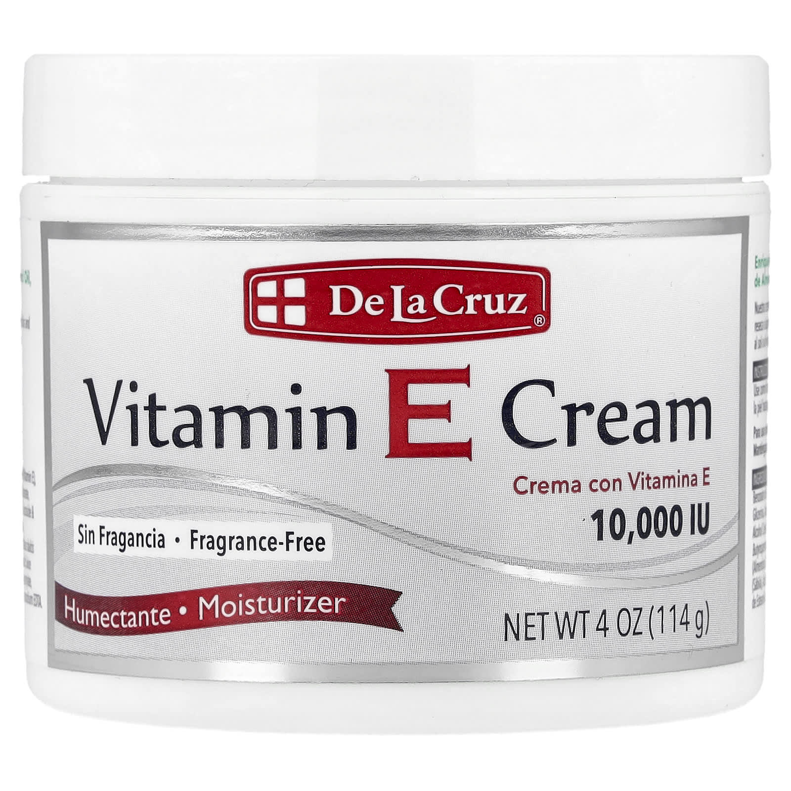 De La Cruz, Vitamin E Cream, Fragrance Free, 4 oz (114 g)