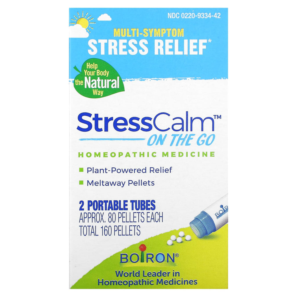 Boiron, StressCalm® On The Go, 2 Portable Tubes, 80 Pellets Each