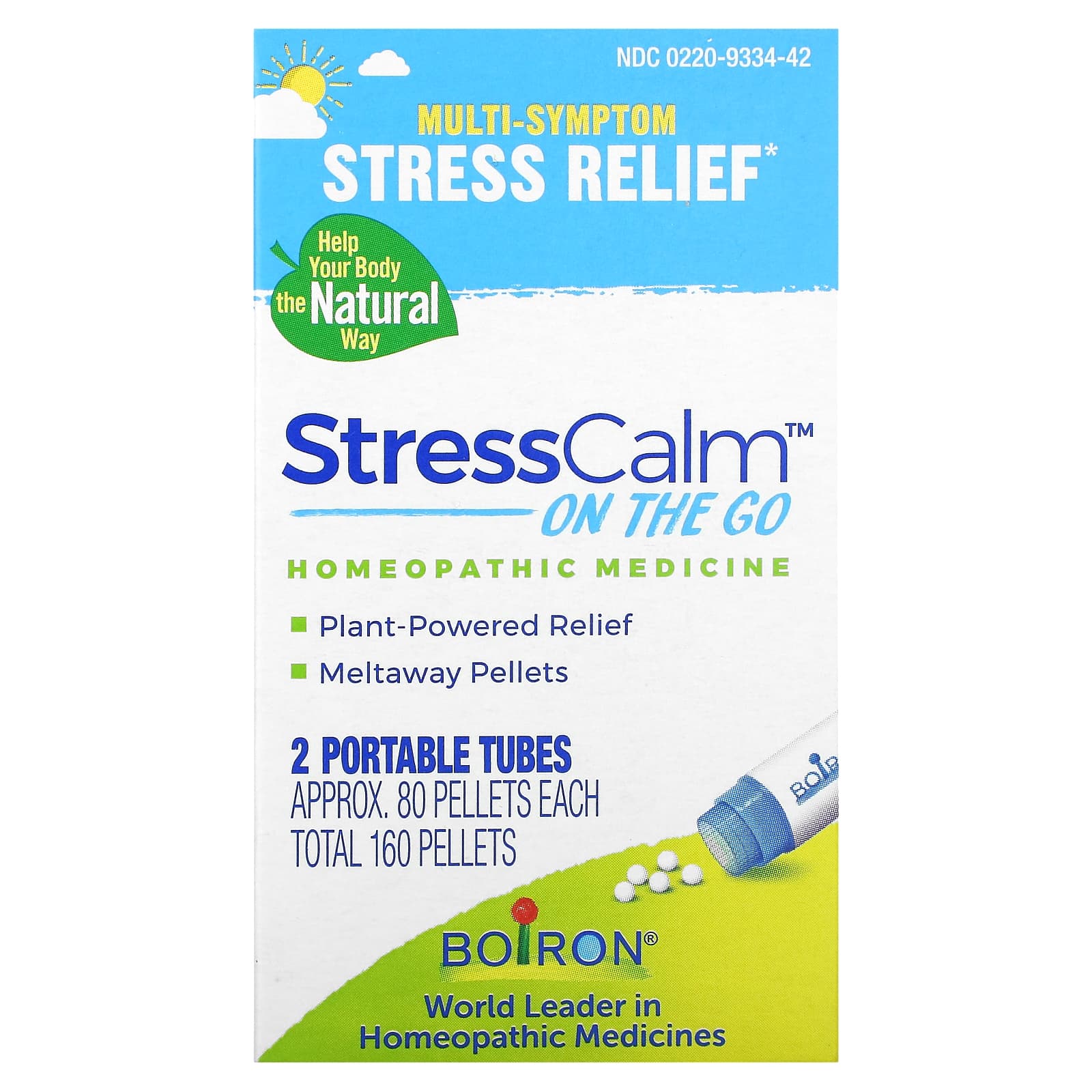 Boiron, StressCalm® On The Go, 2 Portable Tubes, 80 Pellets Each