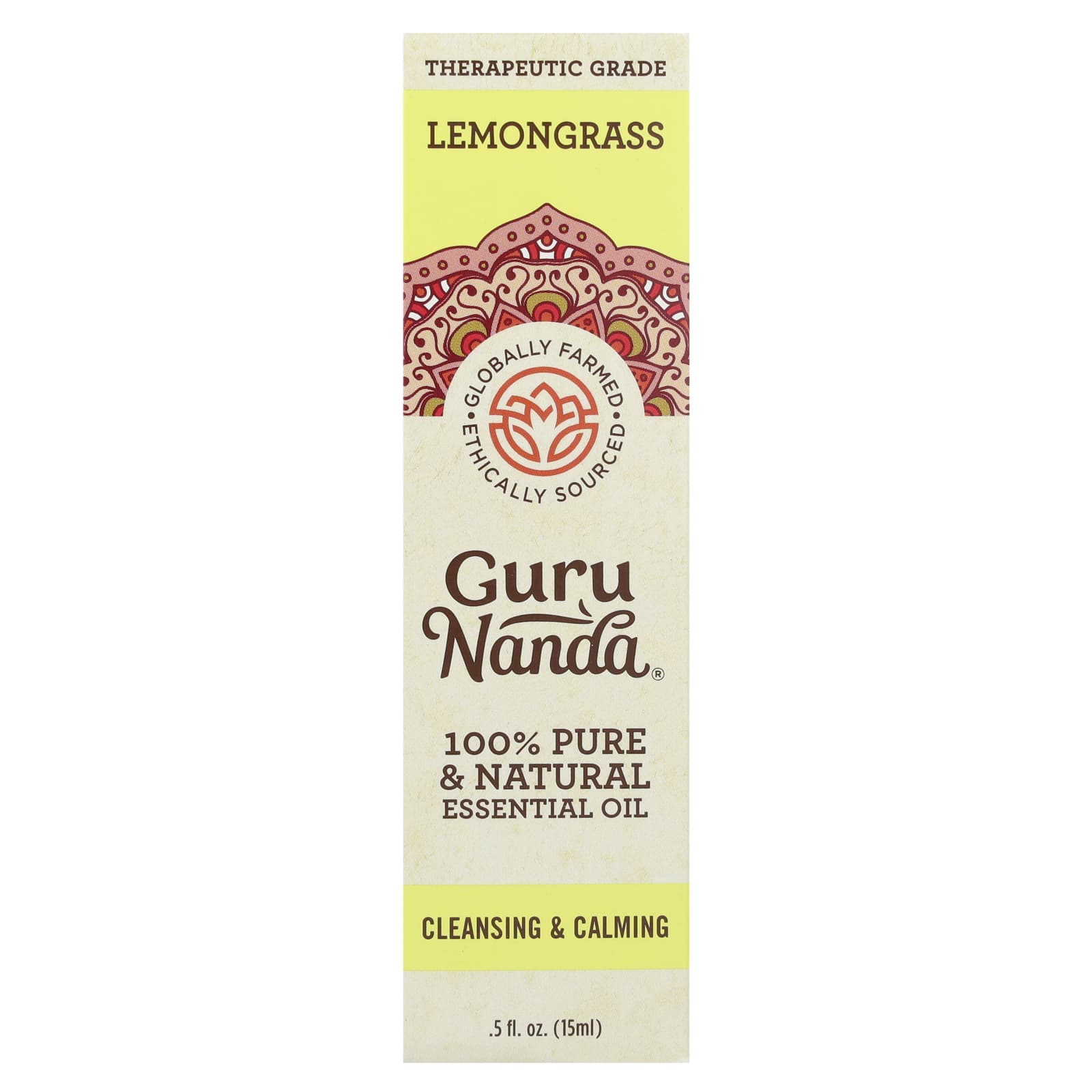 GuruNanda, 100% Pure & Natural Essential Oil, Lemongrass, 0.5 fl oz (15 ml)