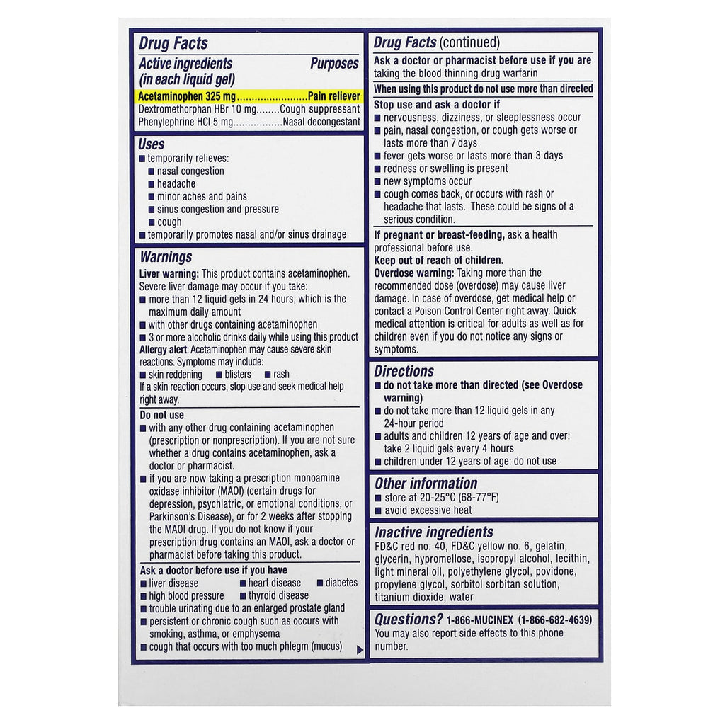Mucinex, Sinus-Max, Severe Congestion & Pain, Maximum Strength, For Ages 12+, 16 Liquid Gels