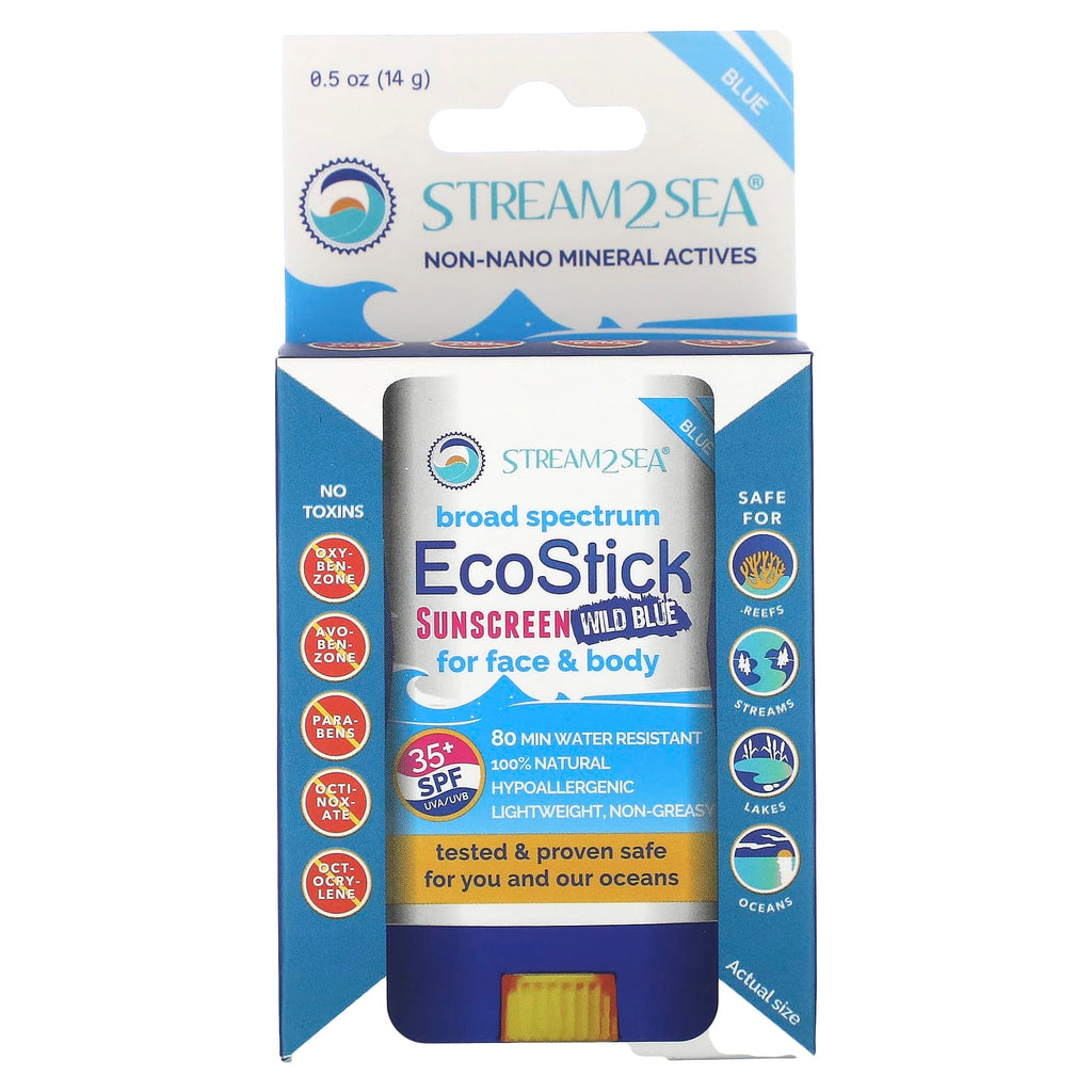 Stream2Sea, EcoStick Sunscreen Wild Blue, SPF 35+, 0.5 oz (14 g)
