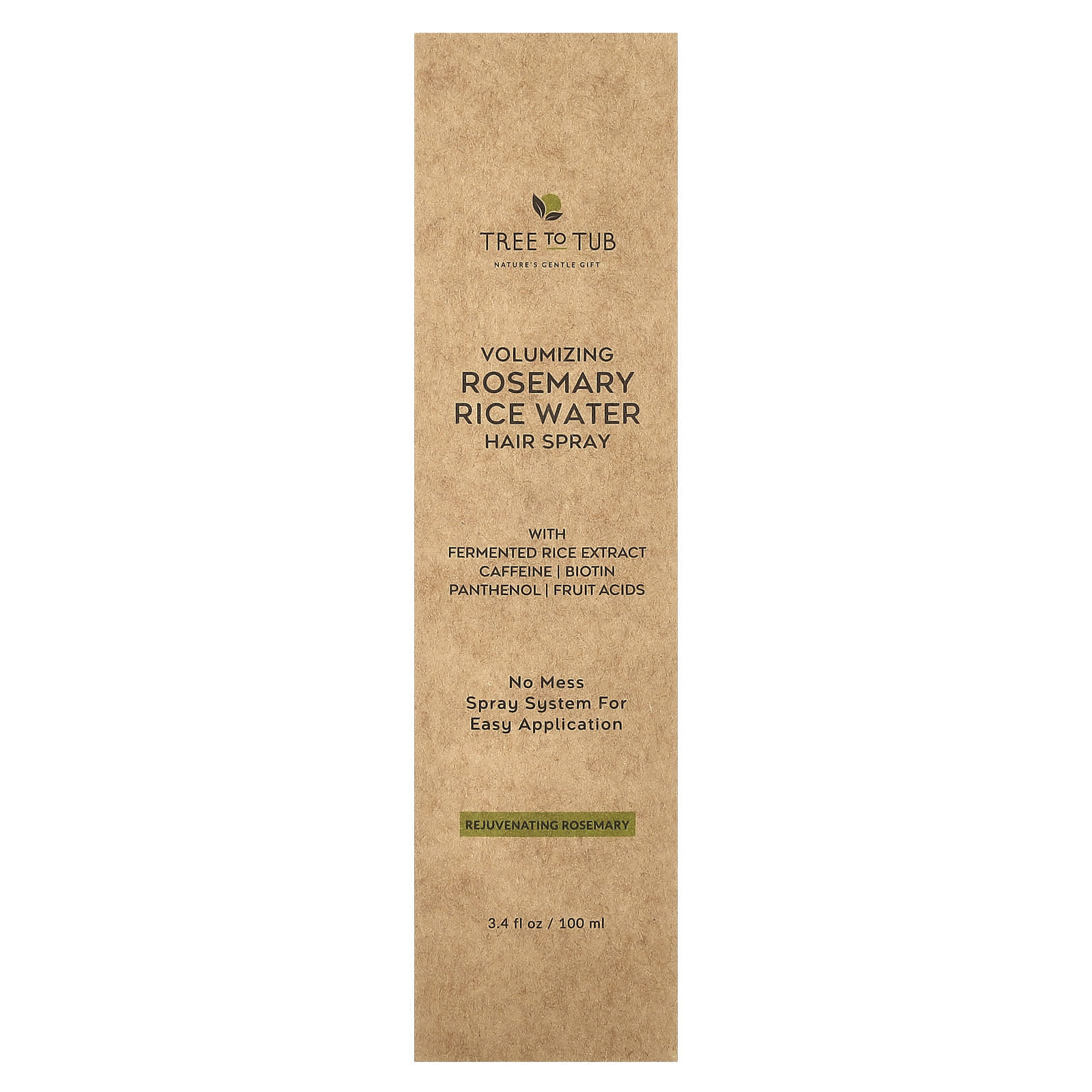 Tree To Tub, Volumizing Rosemary Rice Water Hair Spray, 3.4 fl oz (100 ml)