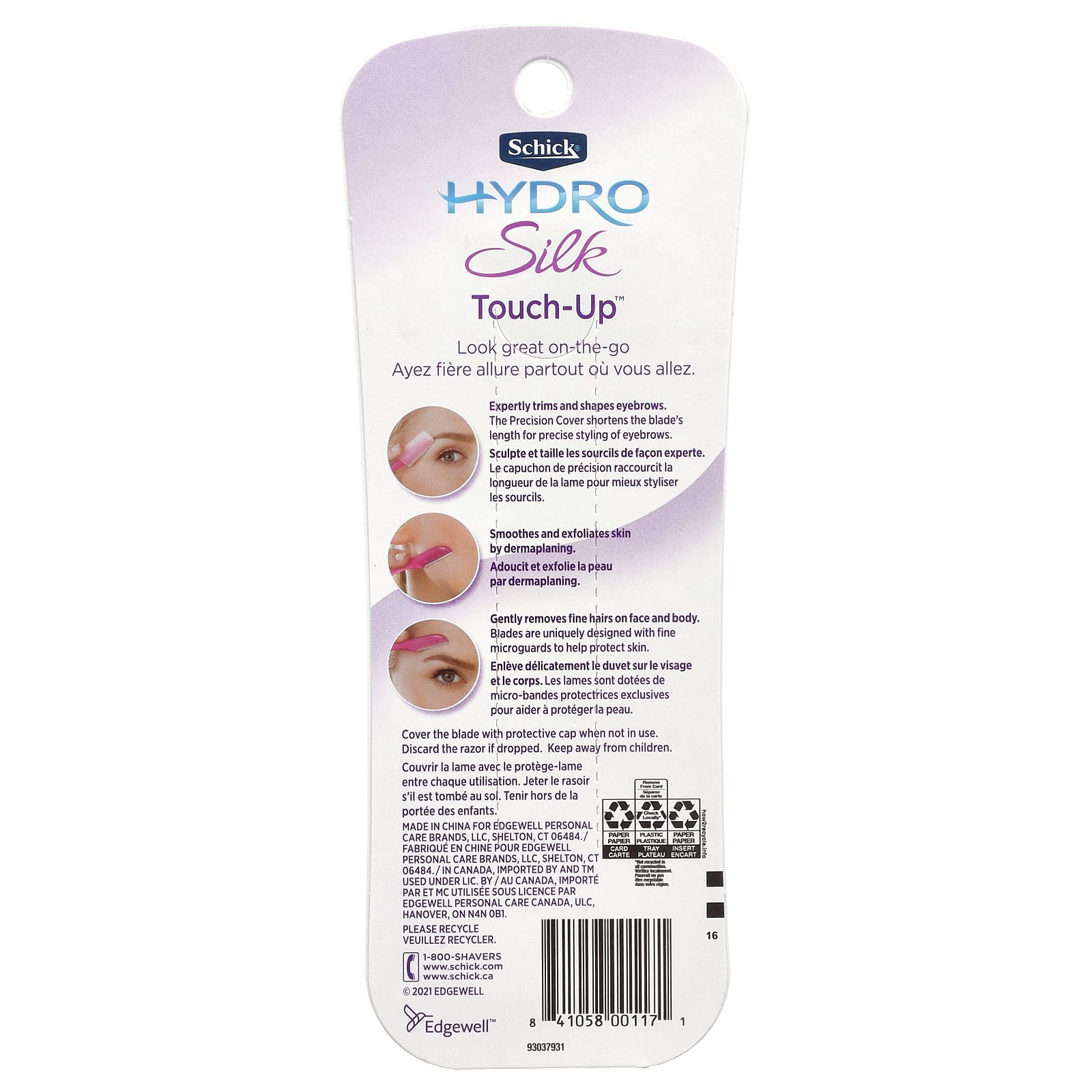 Schick, Hydro Silk Touch Up, Assorted Colors, 3 Disposable Razors