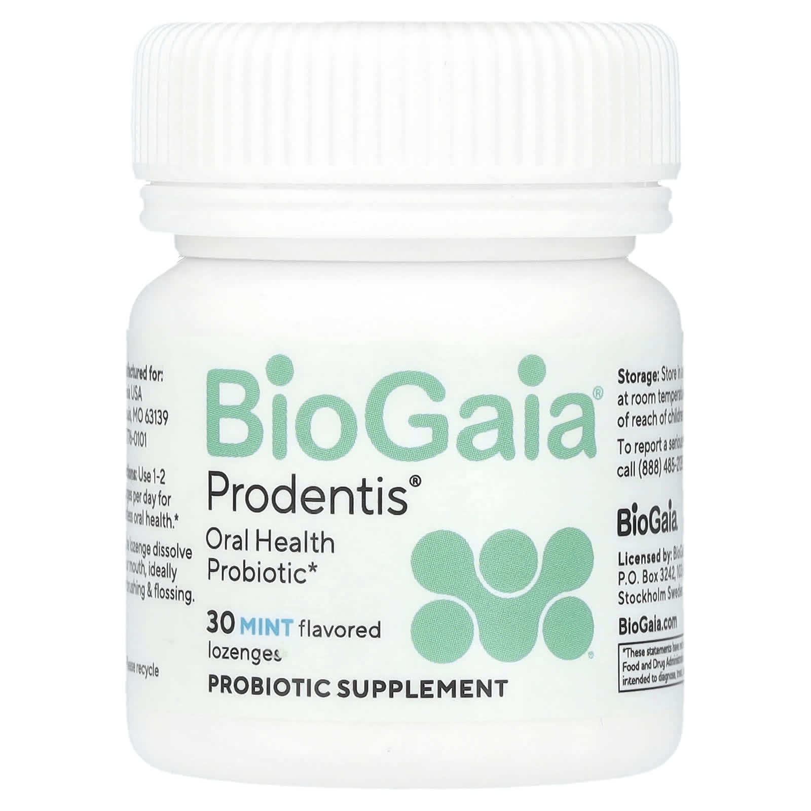 BioGaia, Prodentis® Oral Health Probiotic, For Healthy Gums & Teeth, Mint, 30 Probiotic Lozenges
