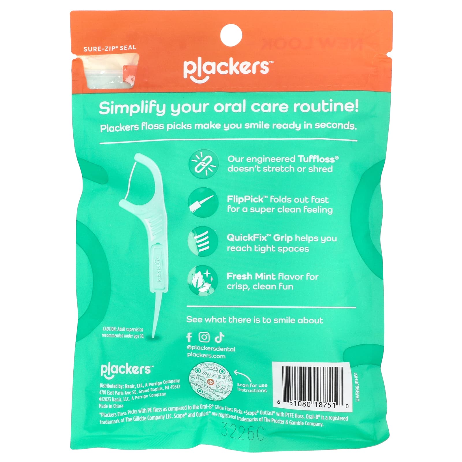 Plackers, Micro Line, Floss Picks, Fresh Mint, 75 Count