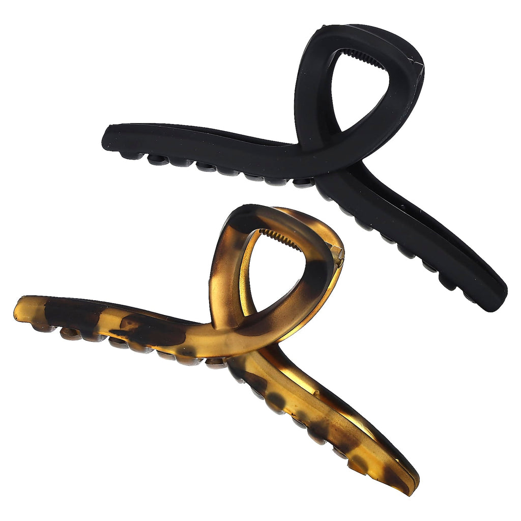 Kitsch, Recycled Plastic Claw Clips, Black & Tort, 2 Pieces
