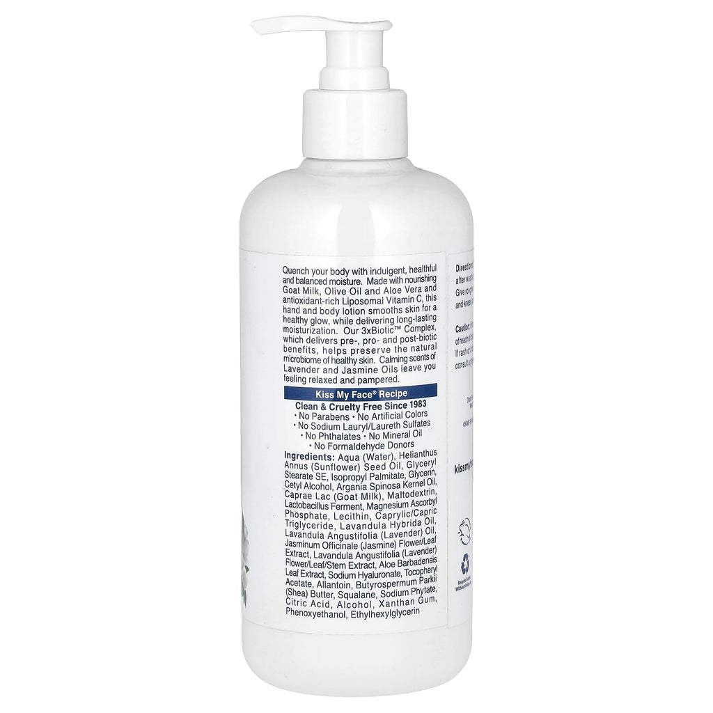 Kiss My Face, Goat Milk Hand & Body Lotion, Lavender + Jasmine, 16 fl oz (473 ml)
