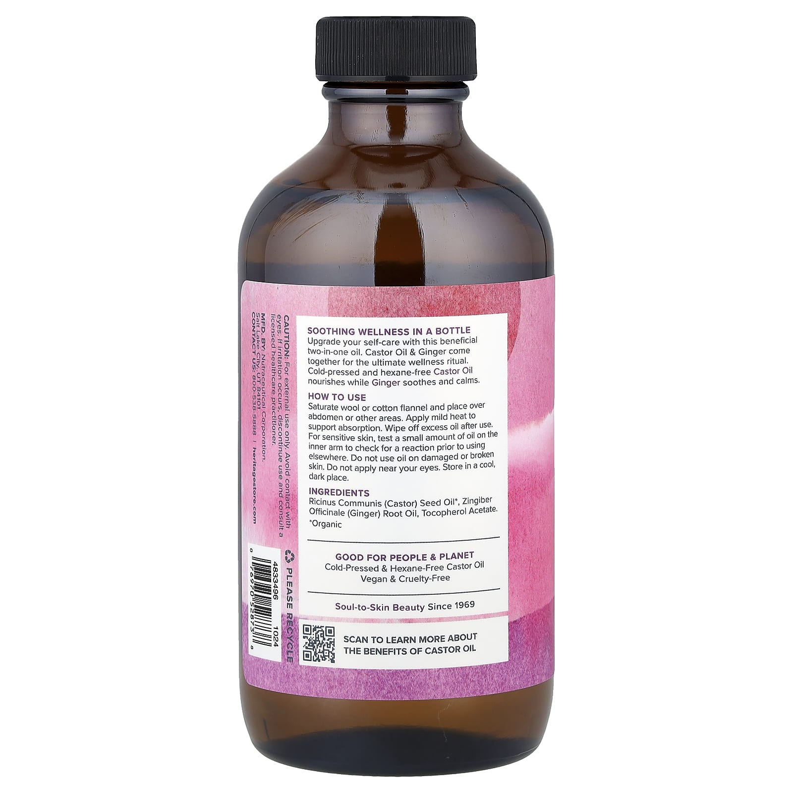 Heritage Store, Castor Oil & Ginger, 8 fl oz (237 ml)