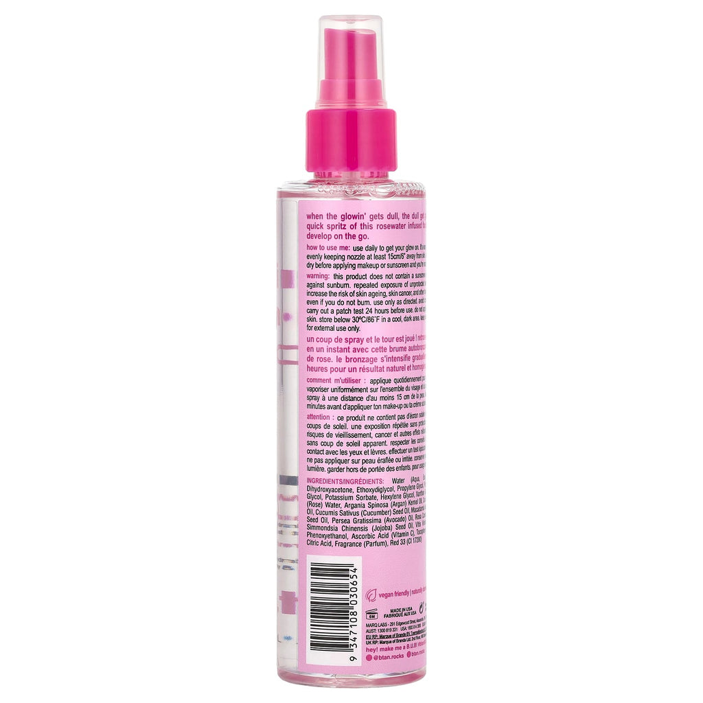 b.tan, Gimme The Glow Down, Dark, Facial Tan Mist, Rosewater, 6.7 fl oz (190 ml)