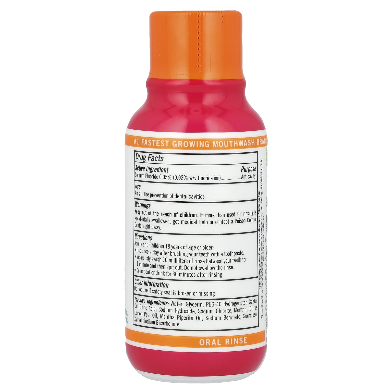 TheraBreath, Anticavity Oral Rinse, Sparkle Mint, 3 fl oz (88.7 ml)