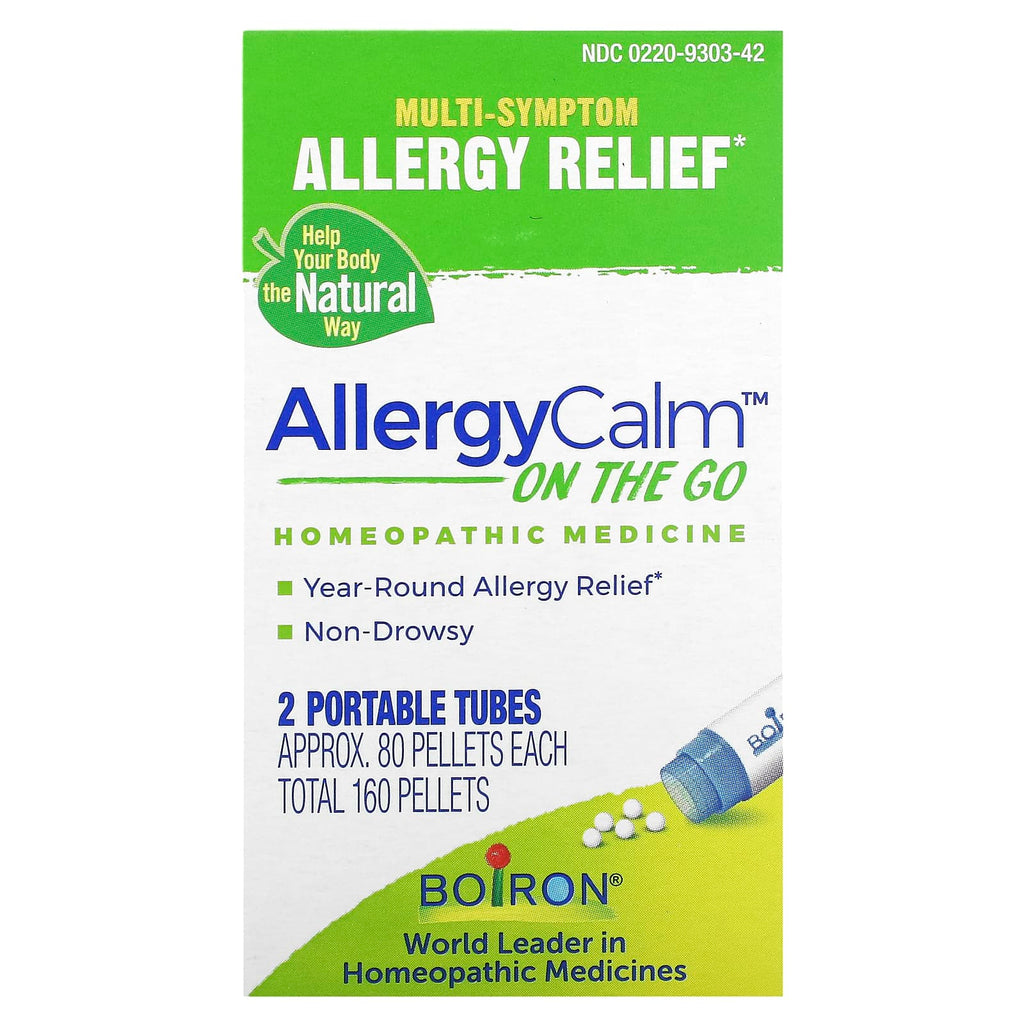 Boiron, AllergyCalm On The Go, 2 Portables Tubes, 80 Pellets Each