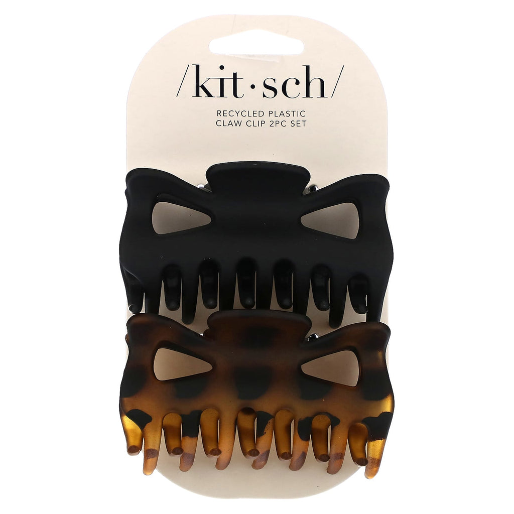 Kitsch, Large Claw Clips, Black & Tort, 2pc Set