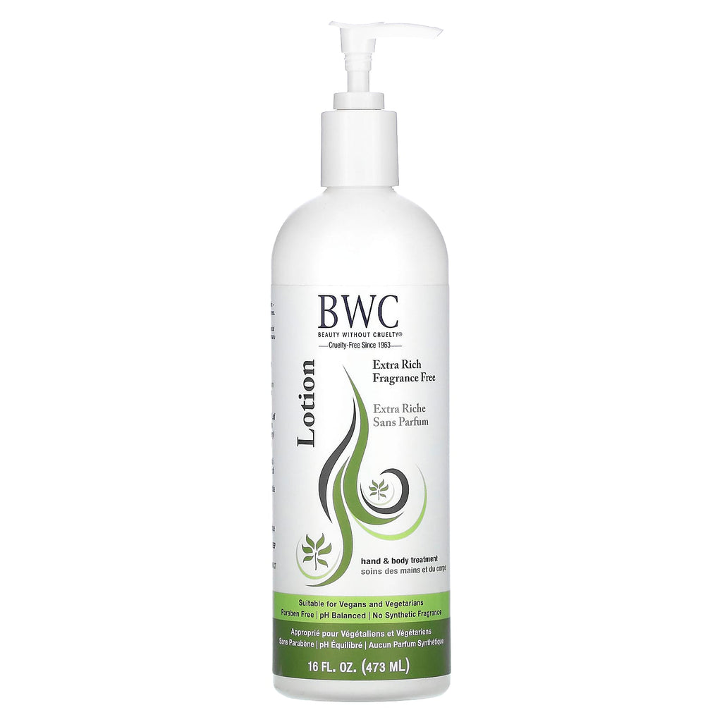 Beauty Without Cruelty, Hand & Body Treatment Lotion, Extra Rich, Fragrance Free, 16 fl oz (473 ml)