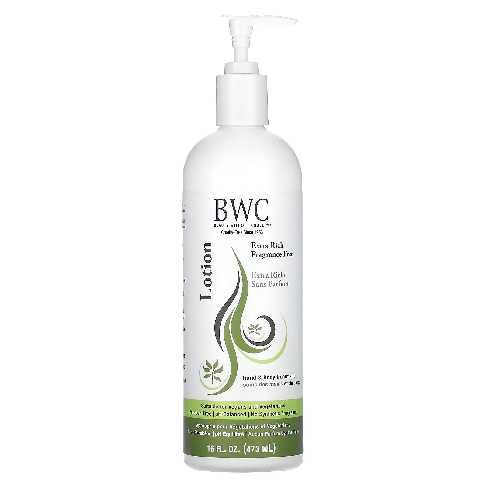 Beauty Without Cruelty, Hand & Body Treatment Lotion, Extra Rich, Fragrance Free, 16 fl oz (473 ml)
