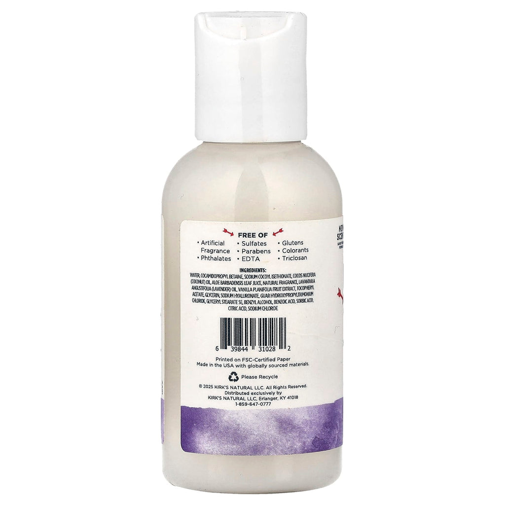 Kirk's, 3-in-1 Head To Toe Nourishing Cleanser, Lavender & Vanilla, 2 fl oz (60 ml)
