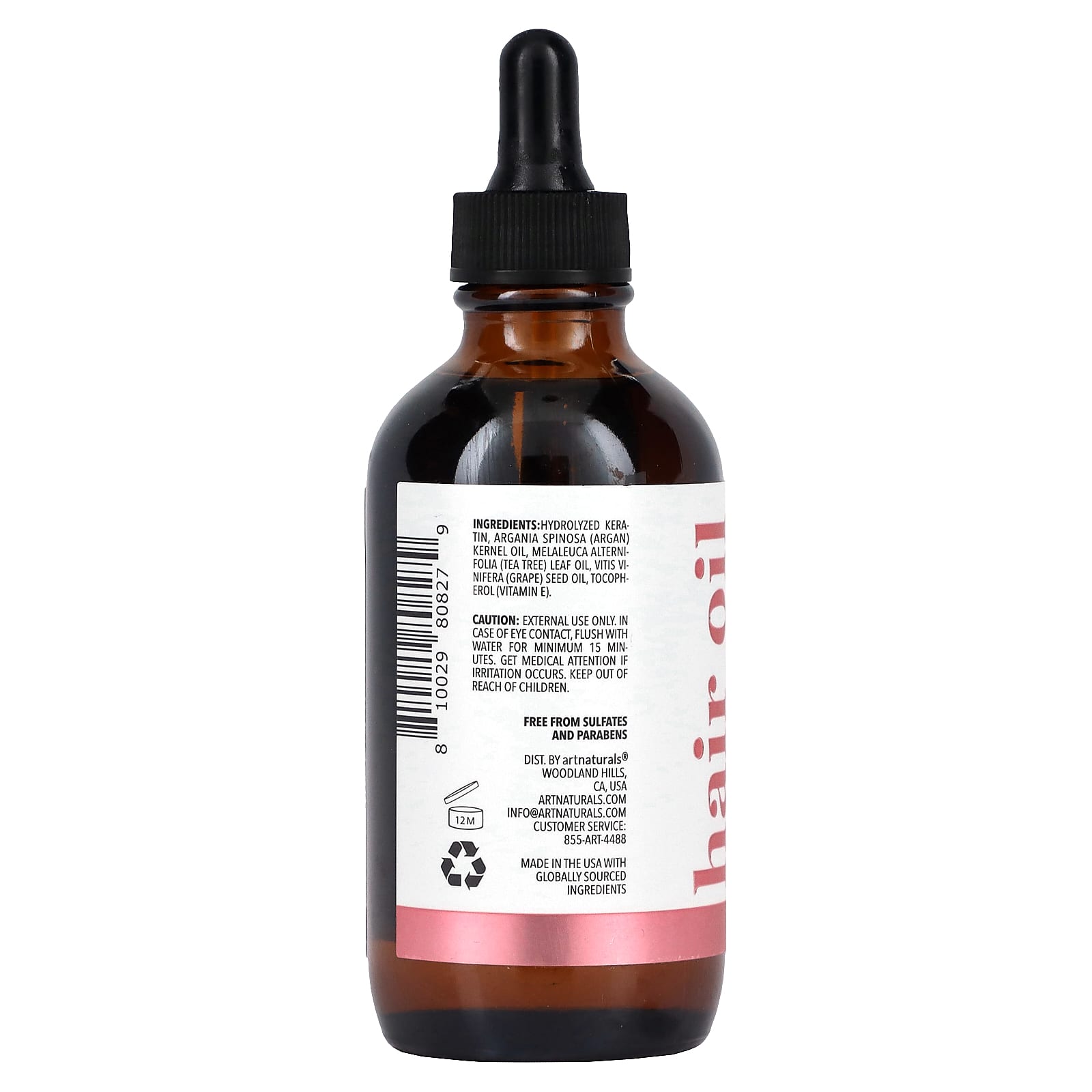 artnaturals, Keratin Hair Oil , 4 fl oz (118 ml)