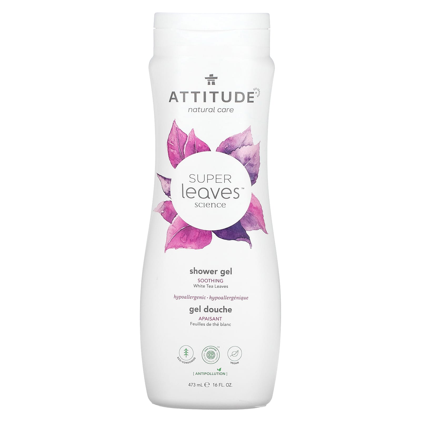 ATTITUDE, Super Leaves™ Science, Shower Gel, White Tea Leaves, 16 fl oz (473 ml)