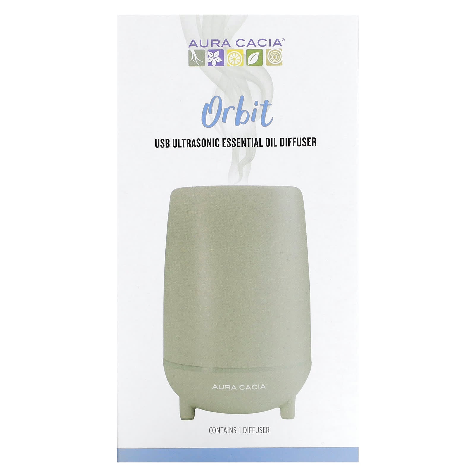 Aura Cacia, Orbit, USB Ultrasonic Essential Oil Diffuser, 1 Count