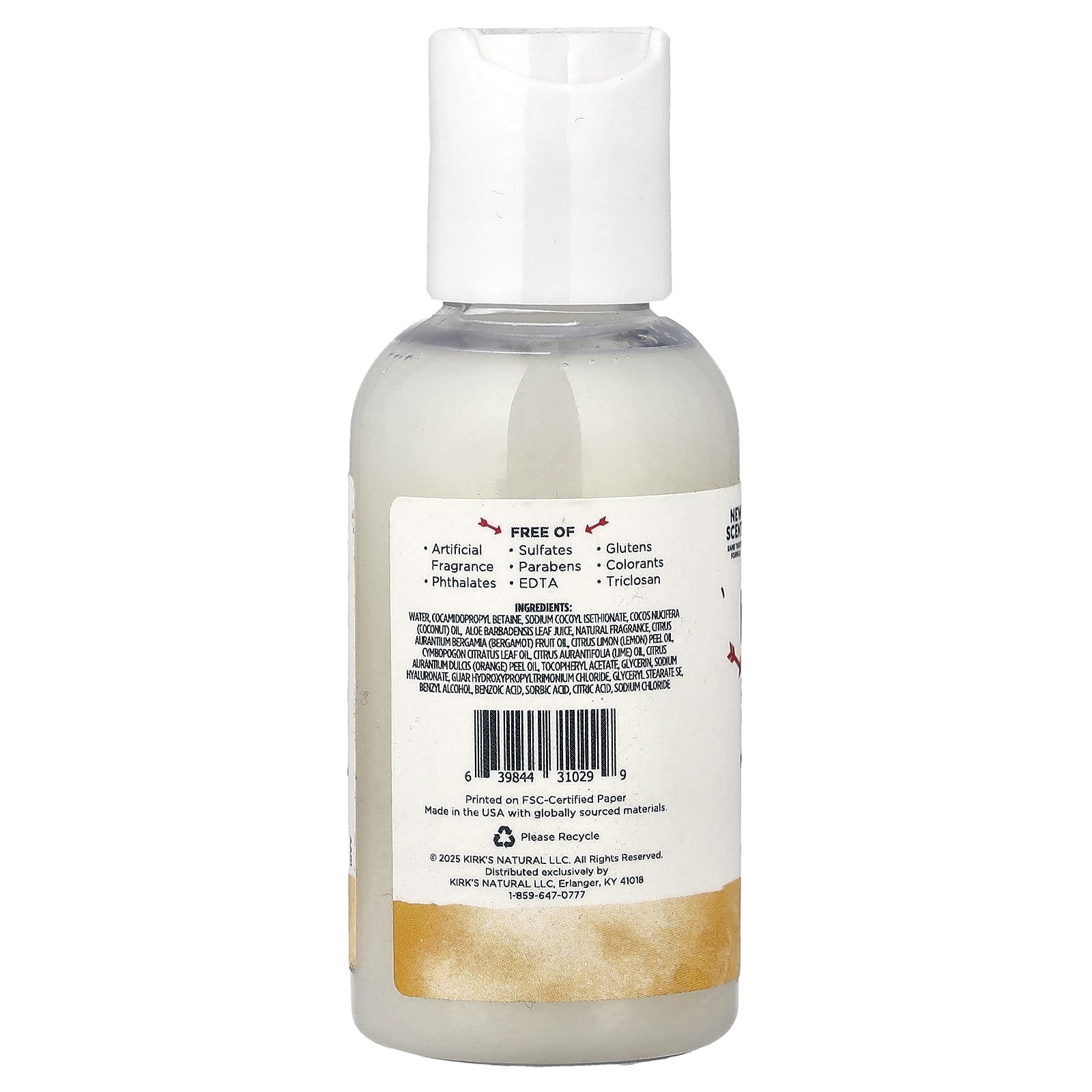 Kirk's, 3-In-1 Head To Toe Nourishing Cleanser, Citrus Twist, 2 fl oz (60 ml)